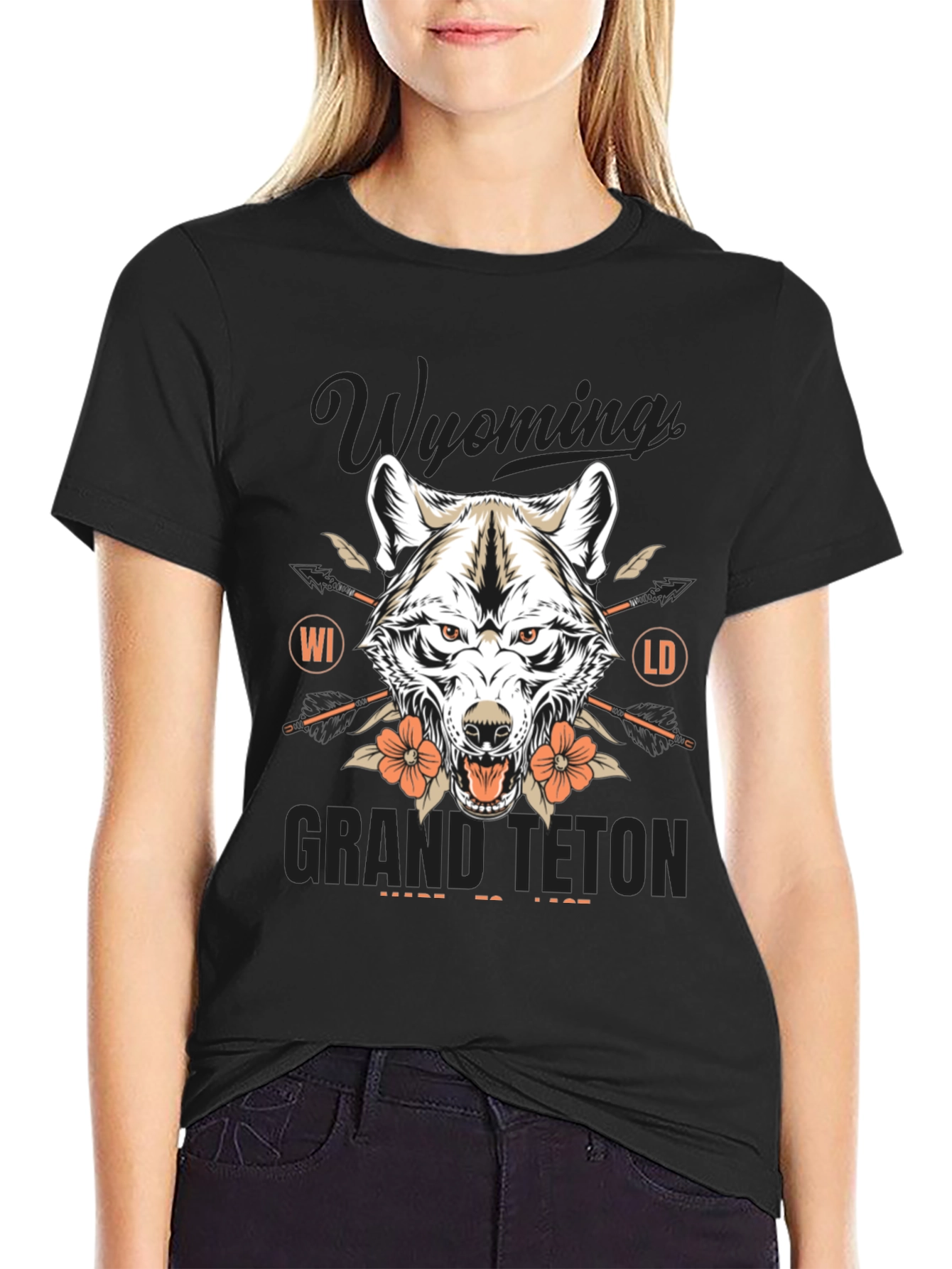 Wyoming Grand Teton Wolf Graphic Tee