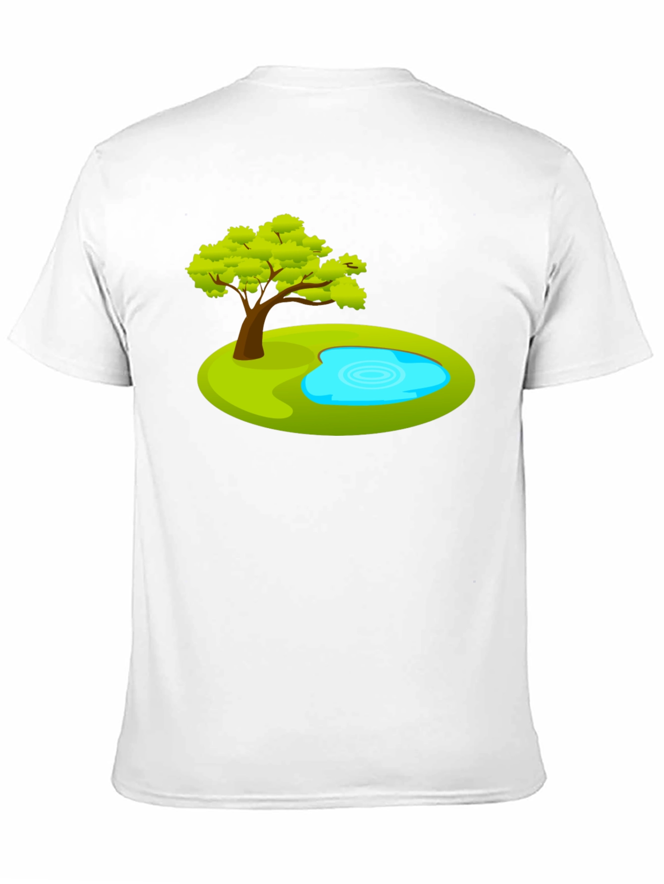 Cartoon Tree & Pond Graphic Tee - Black