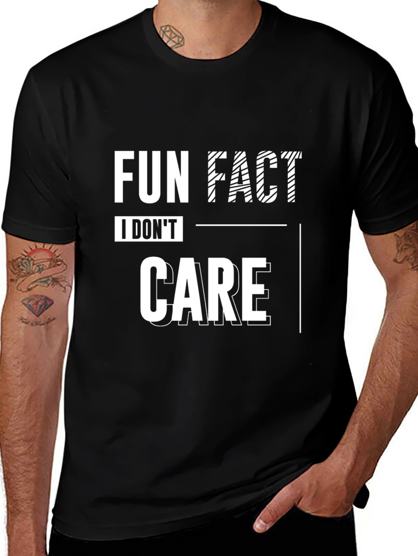 Fun Fact: I Dont Care Black Graphic Tee