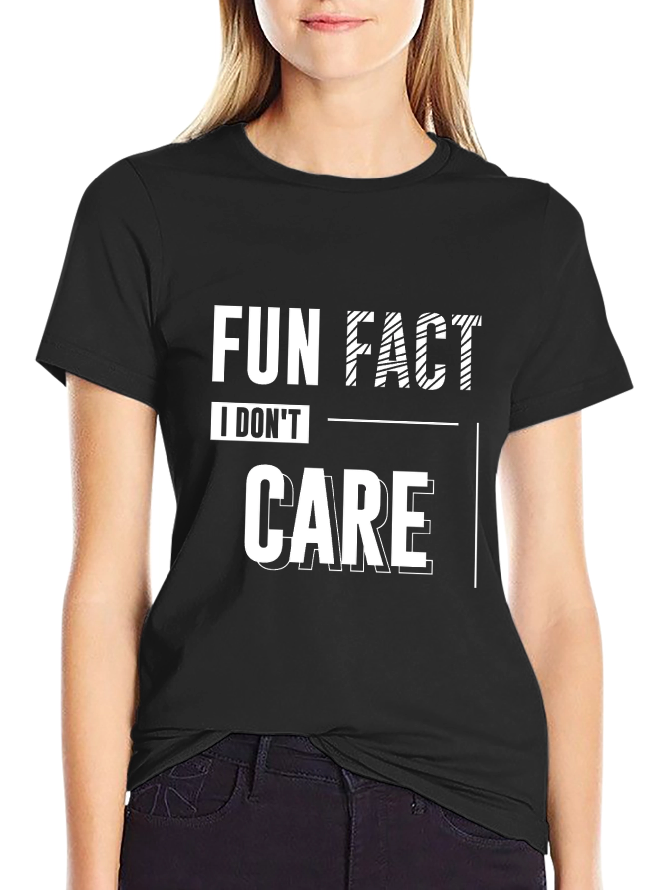Fun Fact: I Dont Care Black Graphic Tee
