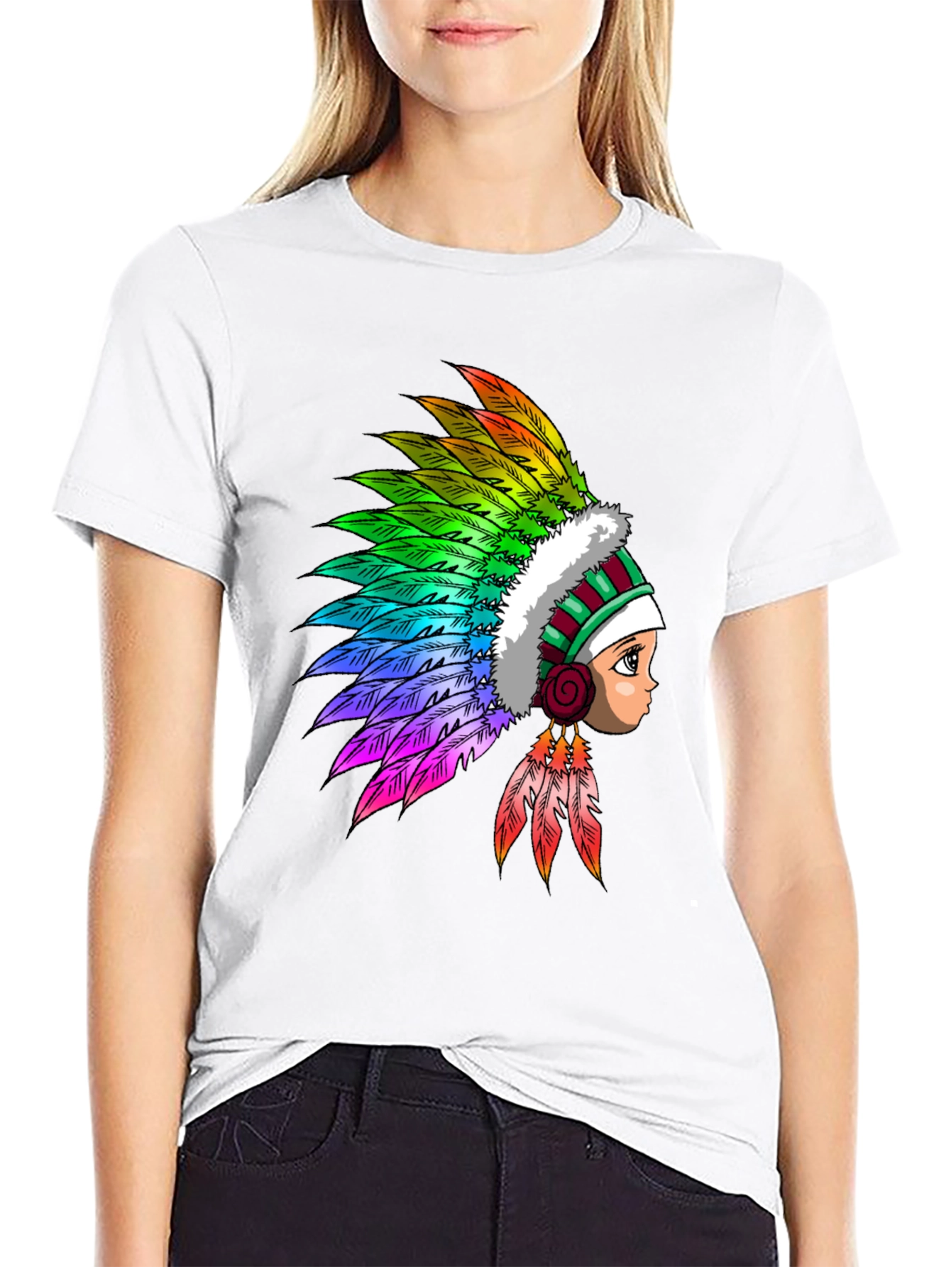 Colorful Headdress Graphic T-Shirt