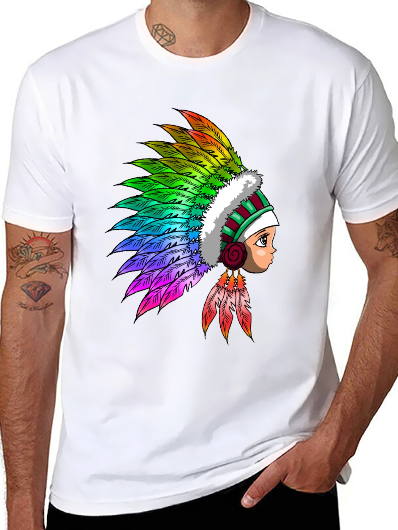 Colorful Headdress Graphic T-Shirt