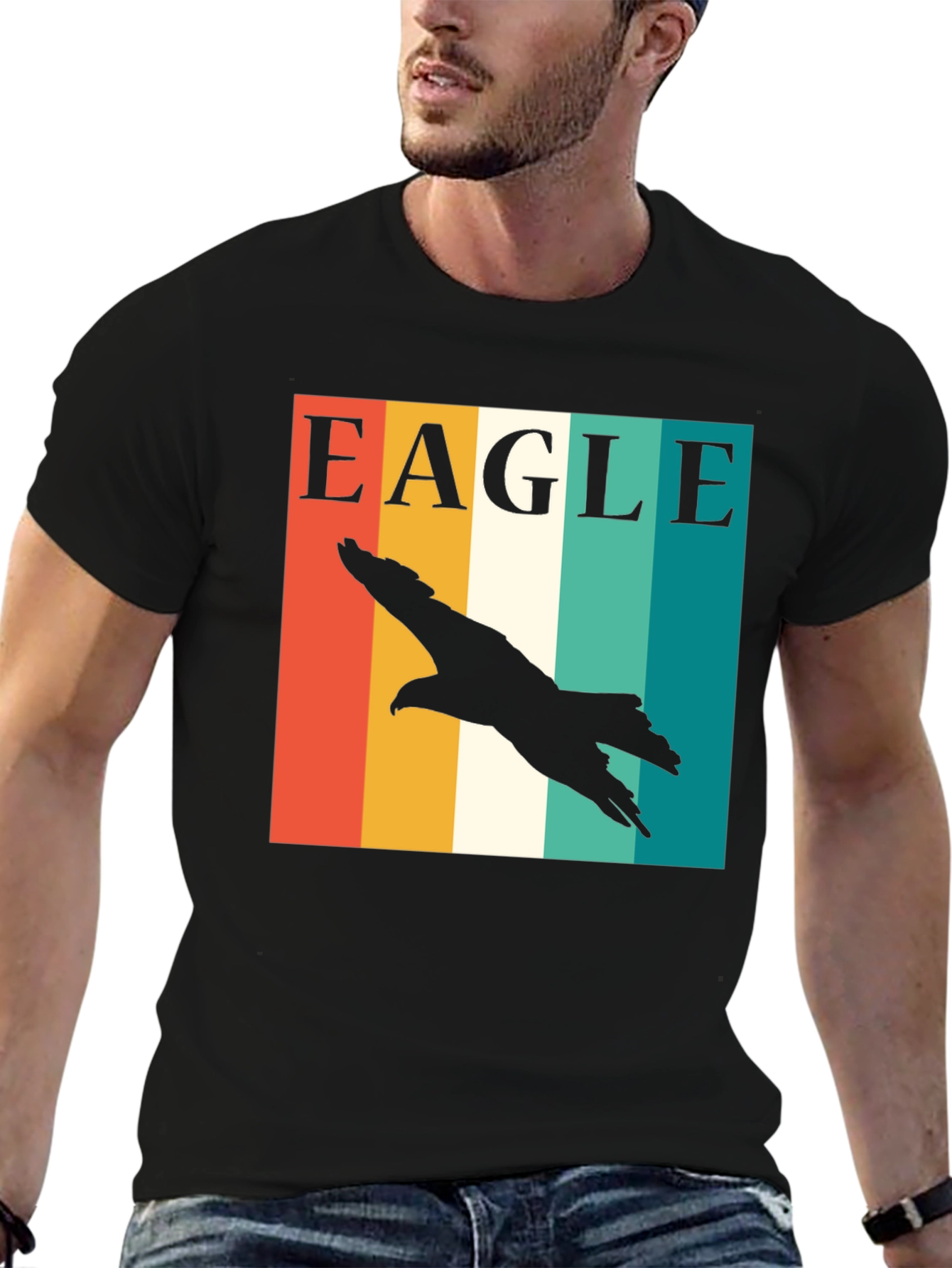 Eagle Silhouette Retro Style Graphic Tee