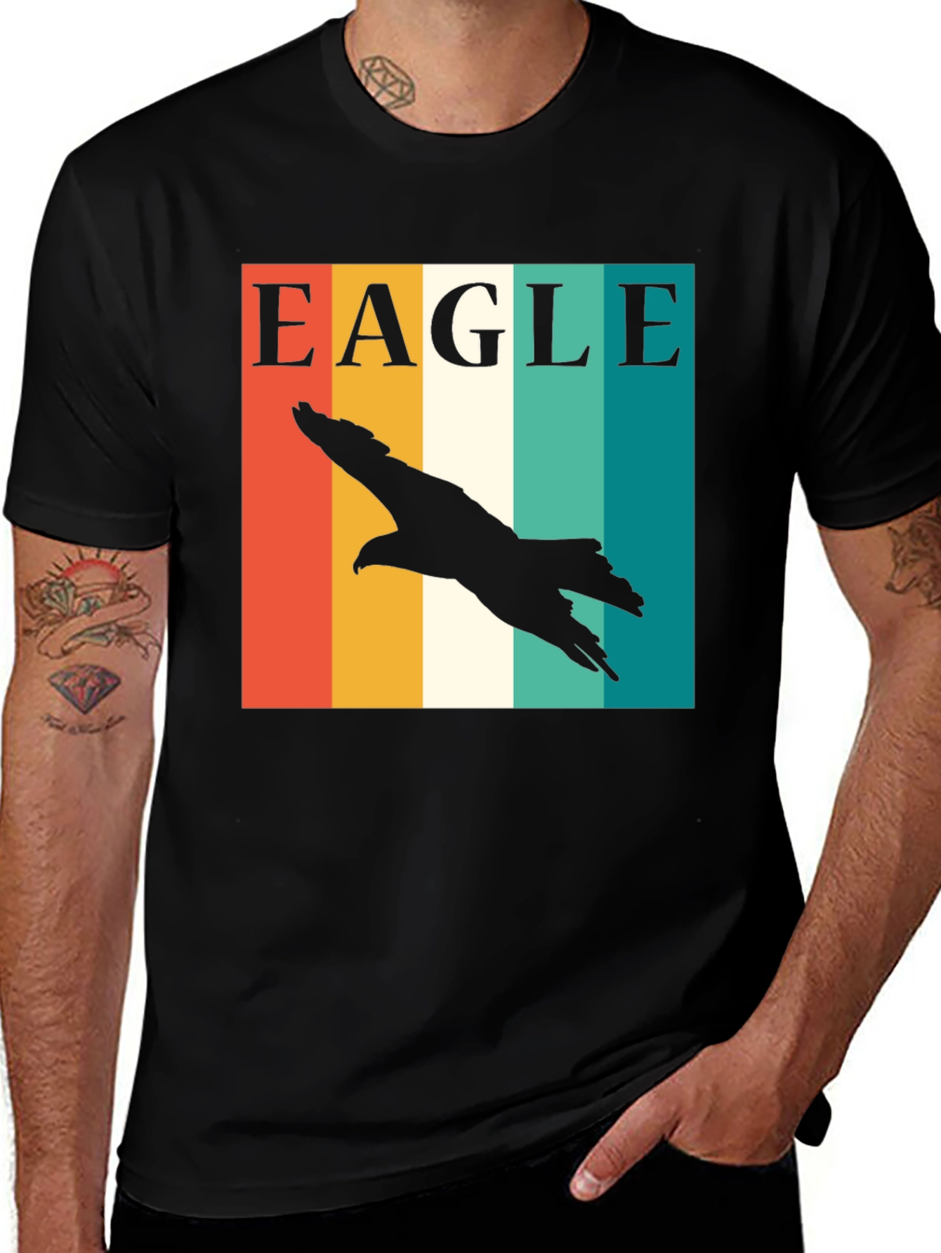 Eagle Silhouette Retro Style Graphic Tee
