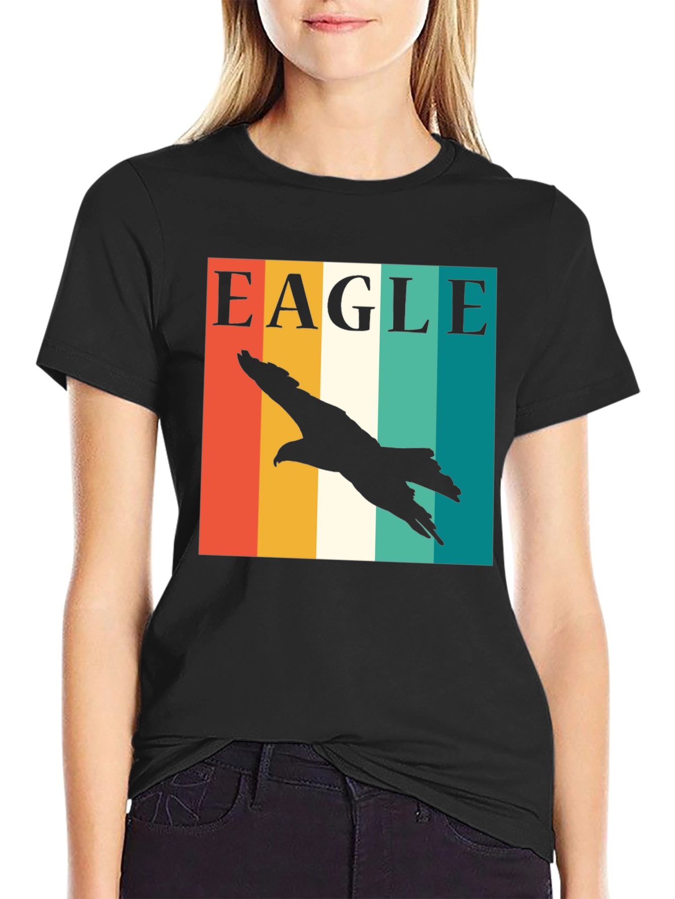 Eagle Silhouette Retro Style Graphic Tee