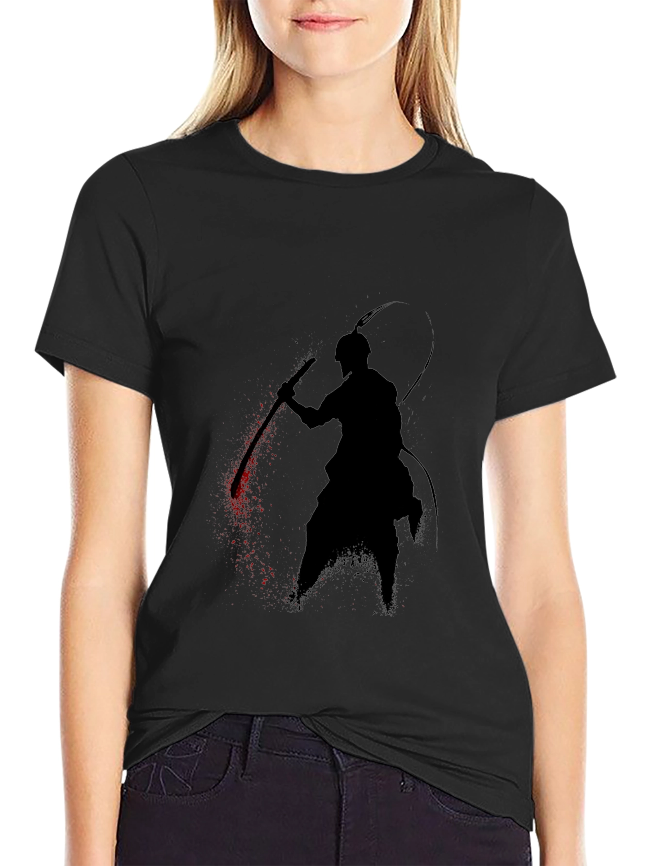 Samurai Silhouette Graphic Tee - Black