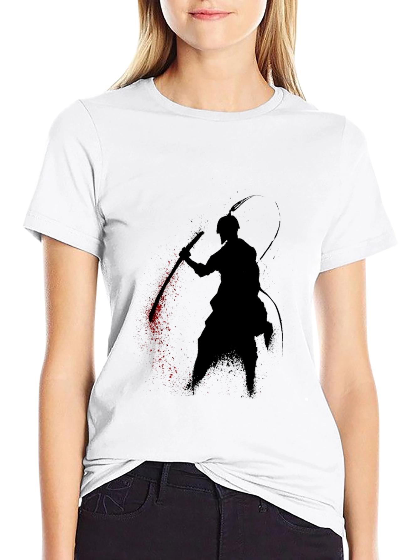 Samurai Silhouette Graphic Tee - Black
