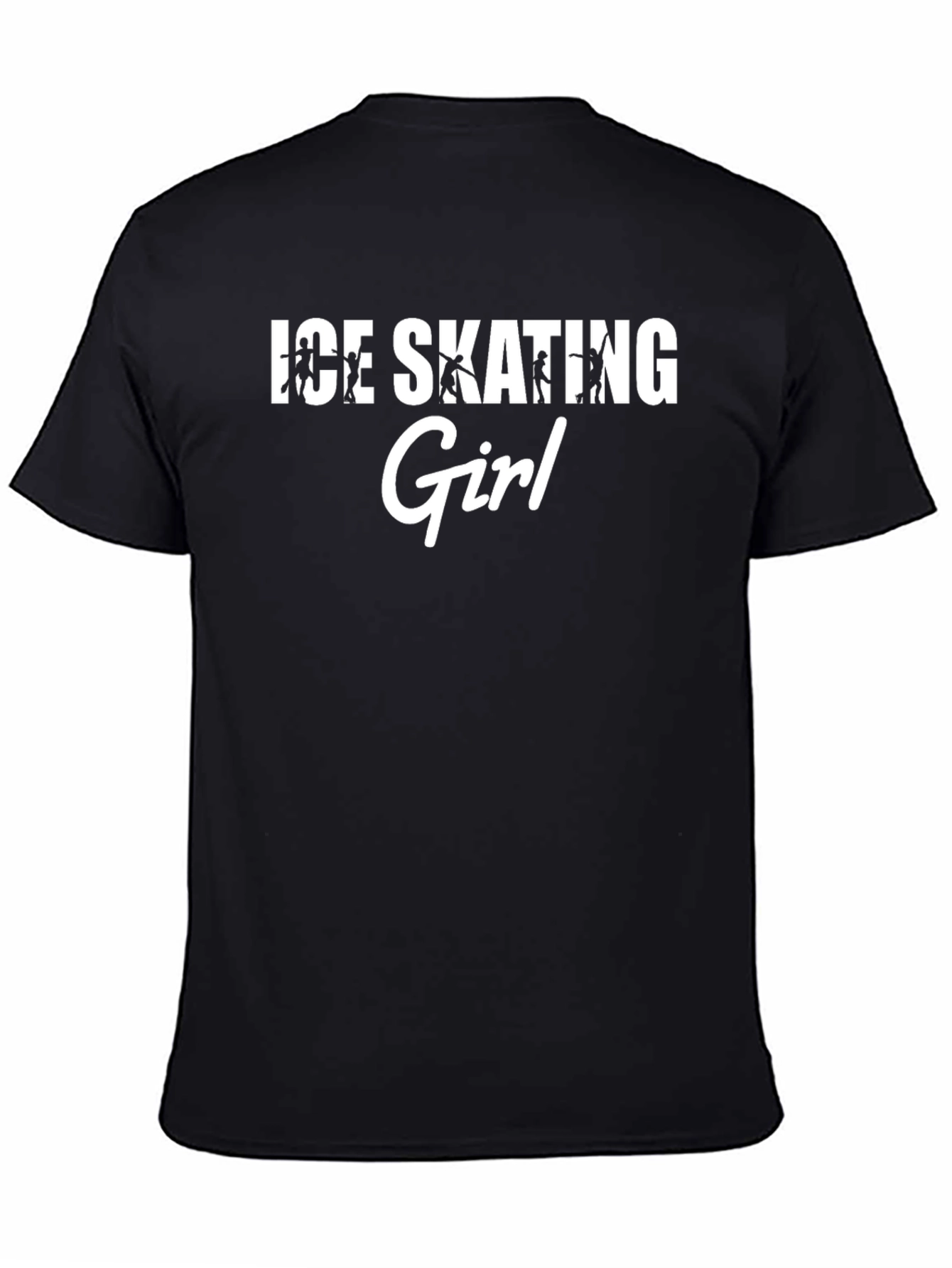 Ice Skating Girl Graphic Print Black T-Shirt