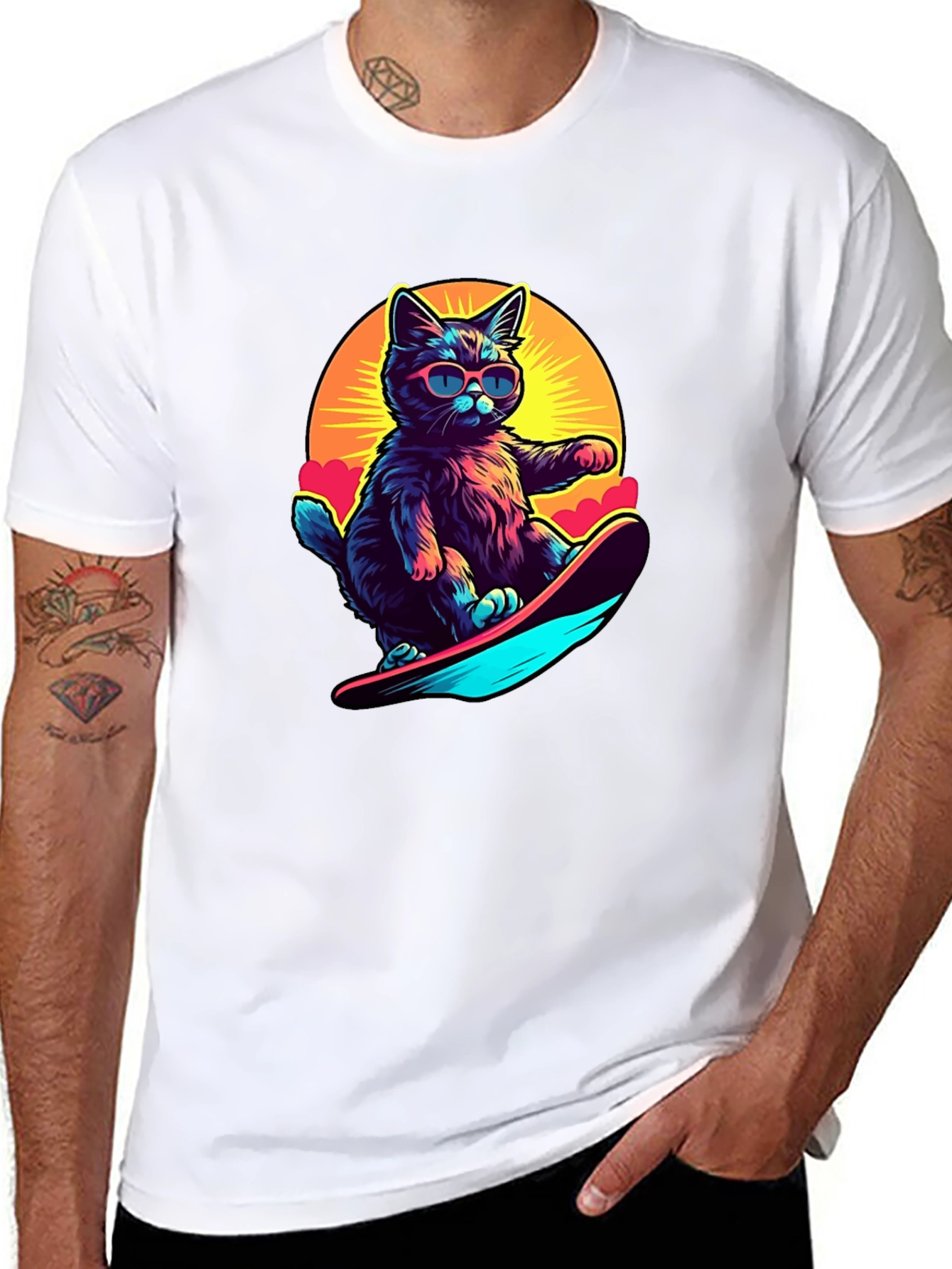 Cool Cat Snowboarding Graphic Tee
