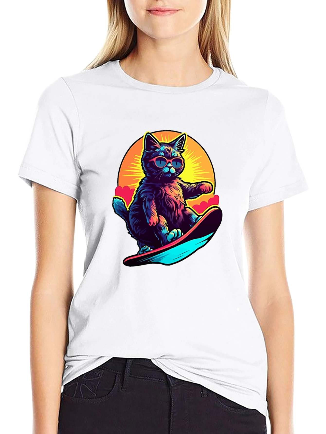 Cool Cat Snowboarding Graphic Tee