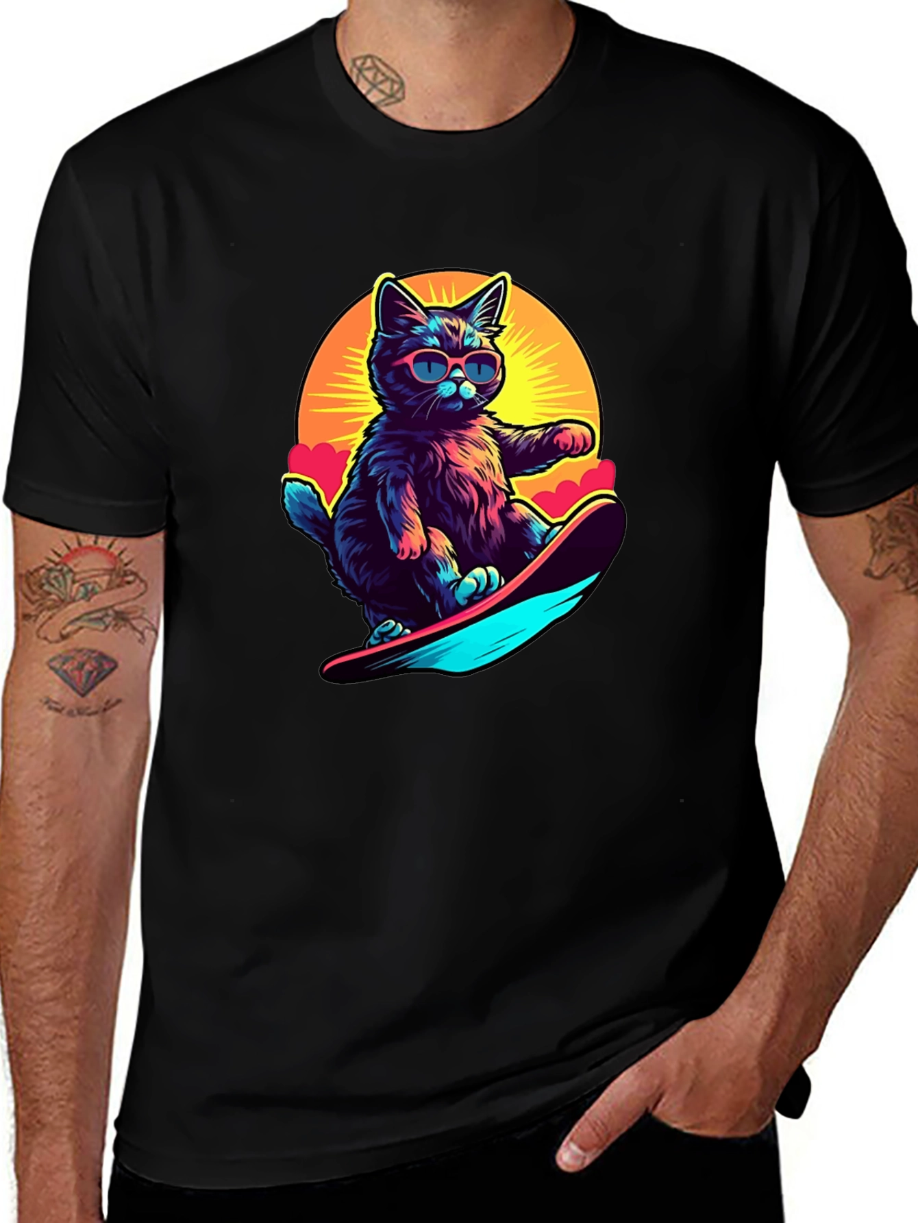 Cool Cat Snowboarding Graphic Tee