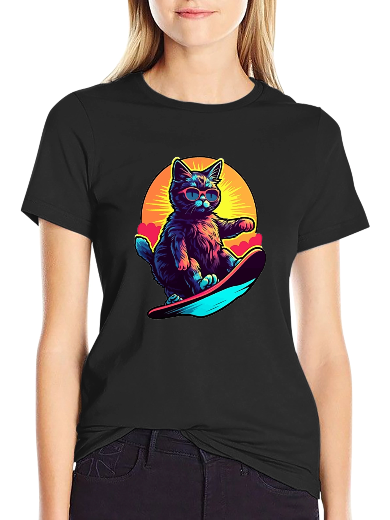 Cool Cat Snowboarding Graphic Tee