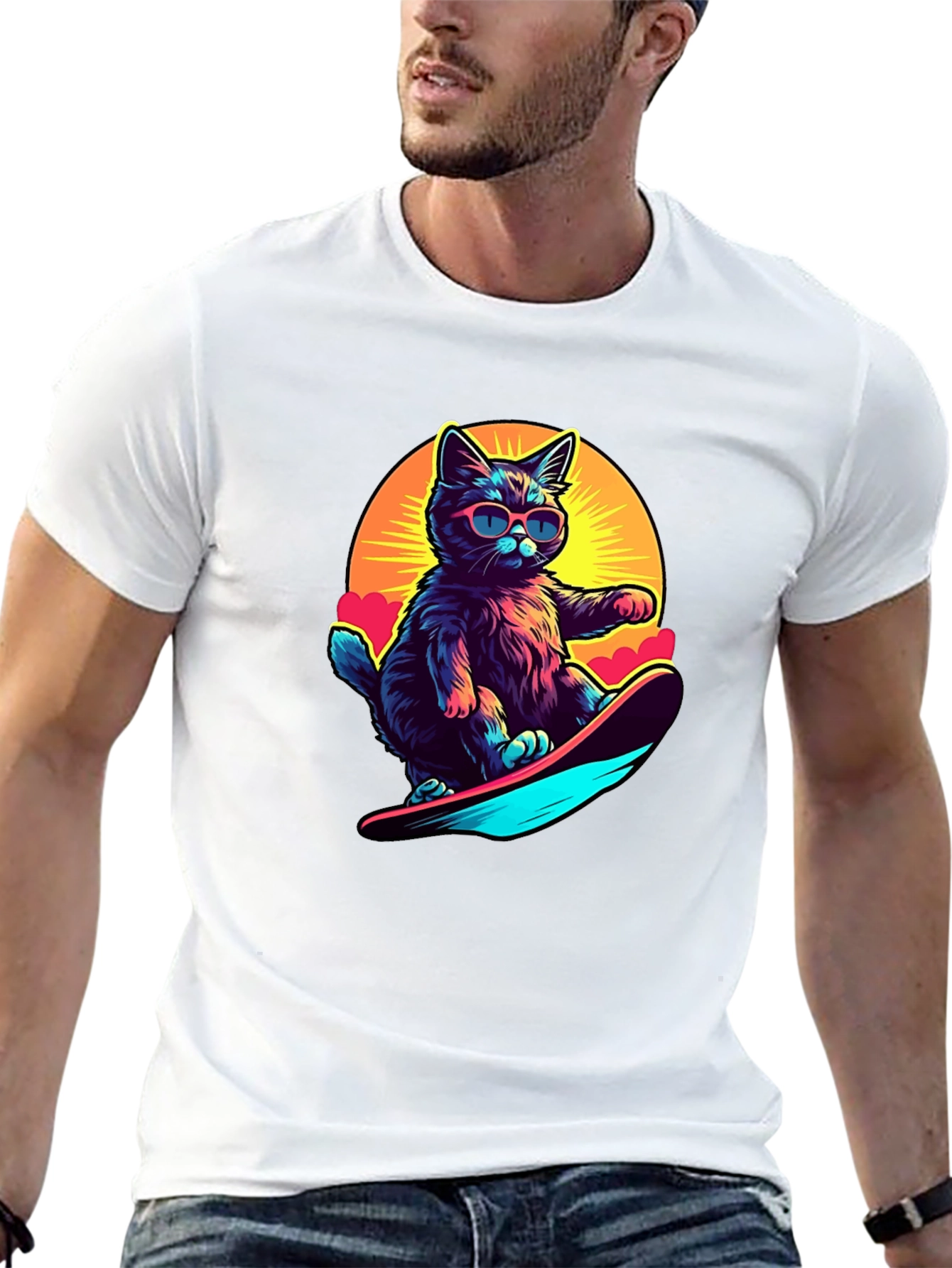 Cool Cat Snowboarding Graphic Tee