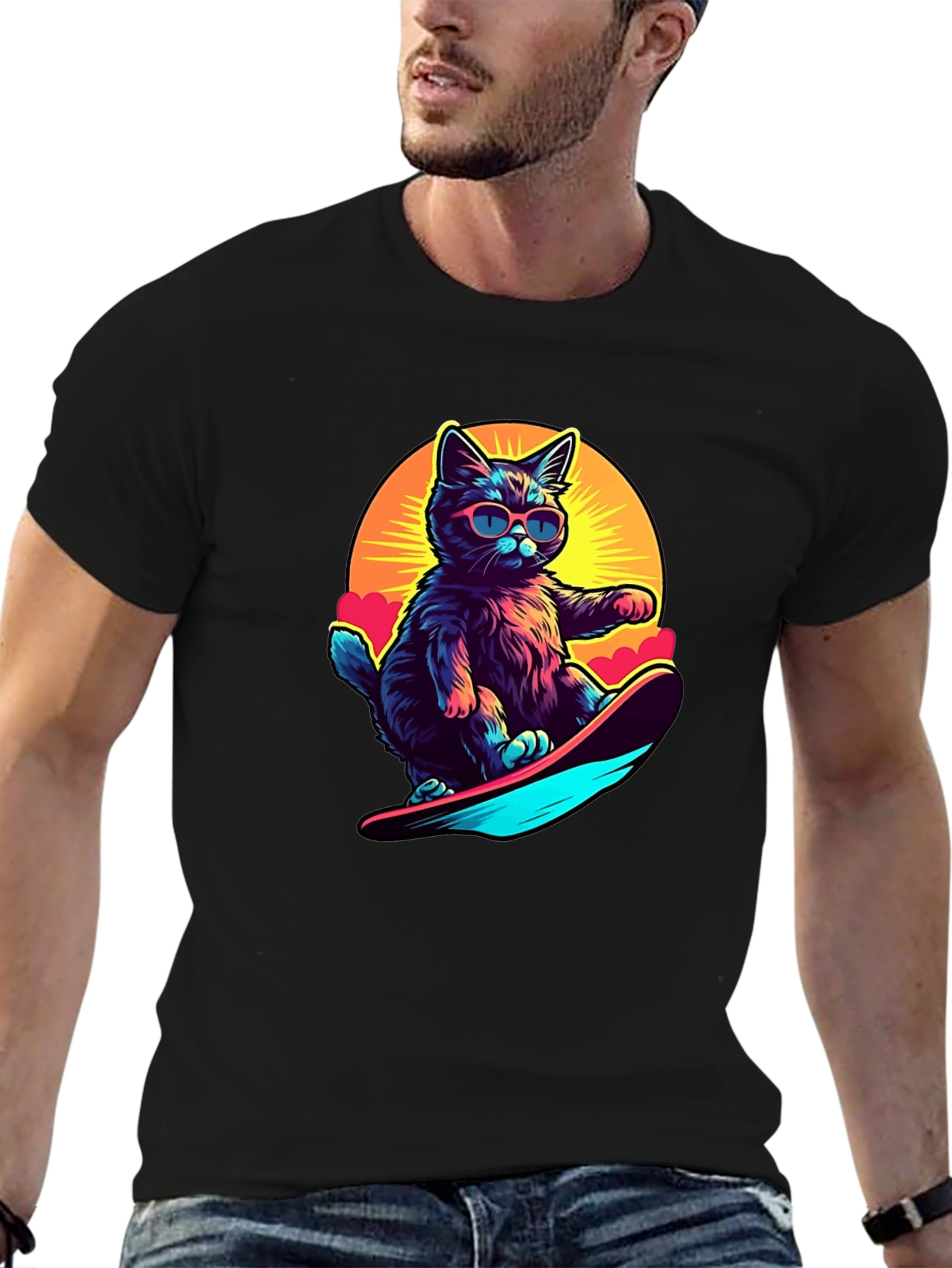 Cool Cat Snowboarding Graphic Tee