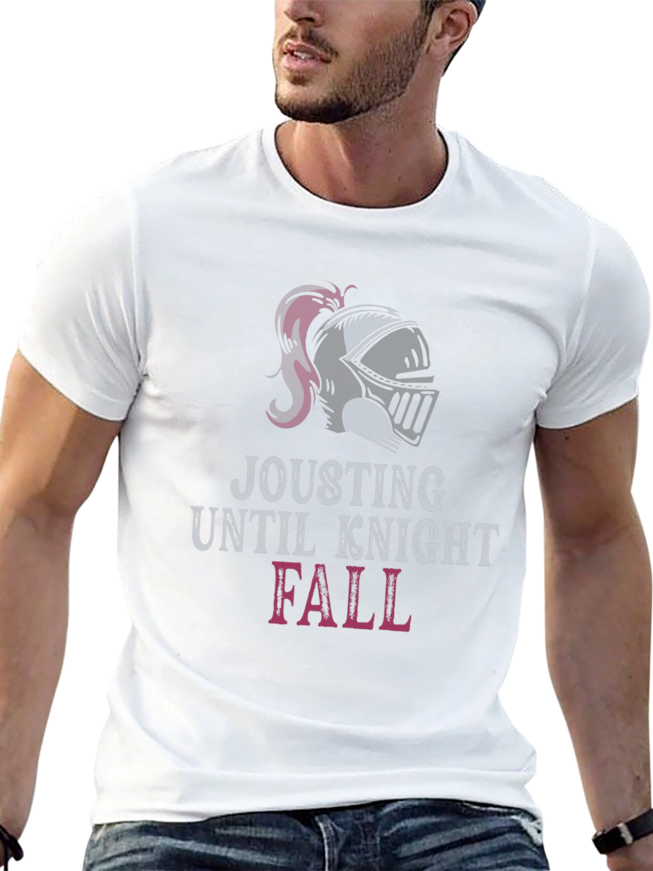Jousting Knight Fall Black Graphic T-Shirt