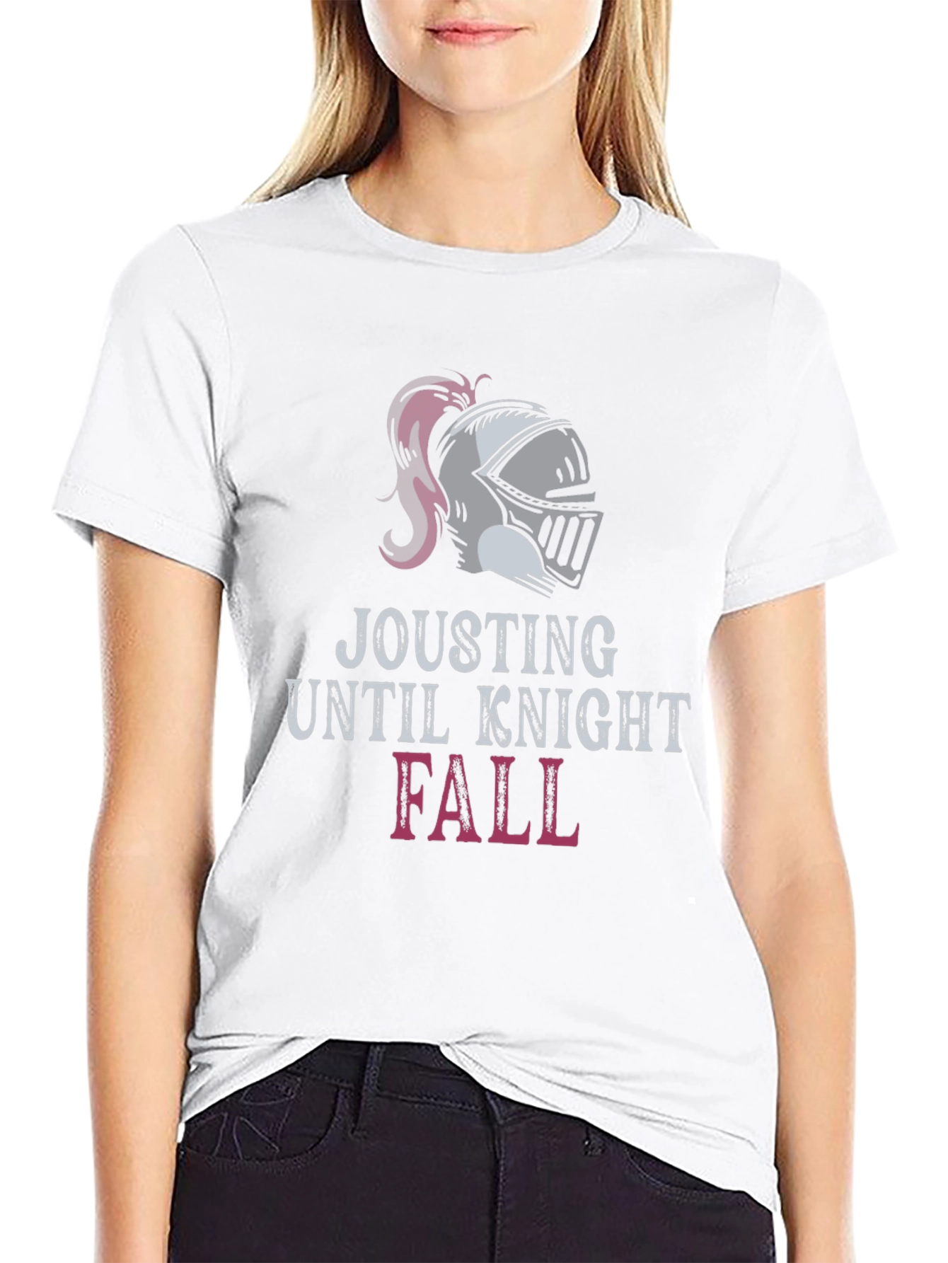 Jousting Knight Fall Black Graphic T-Shirt