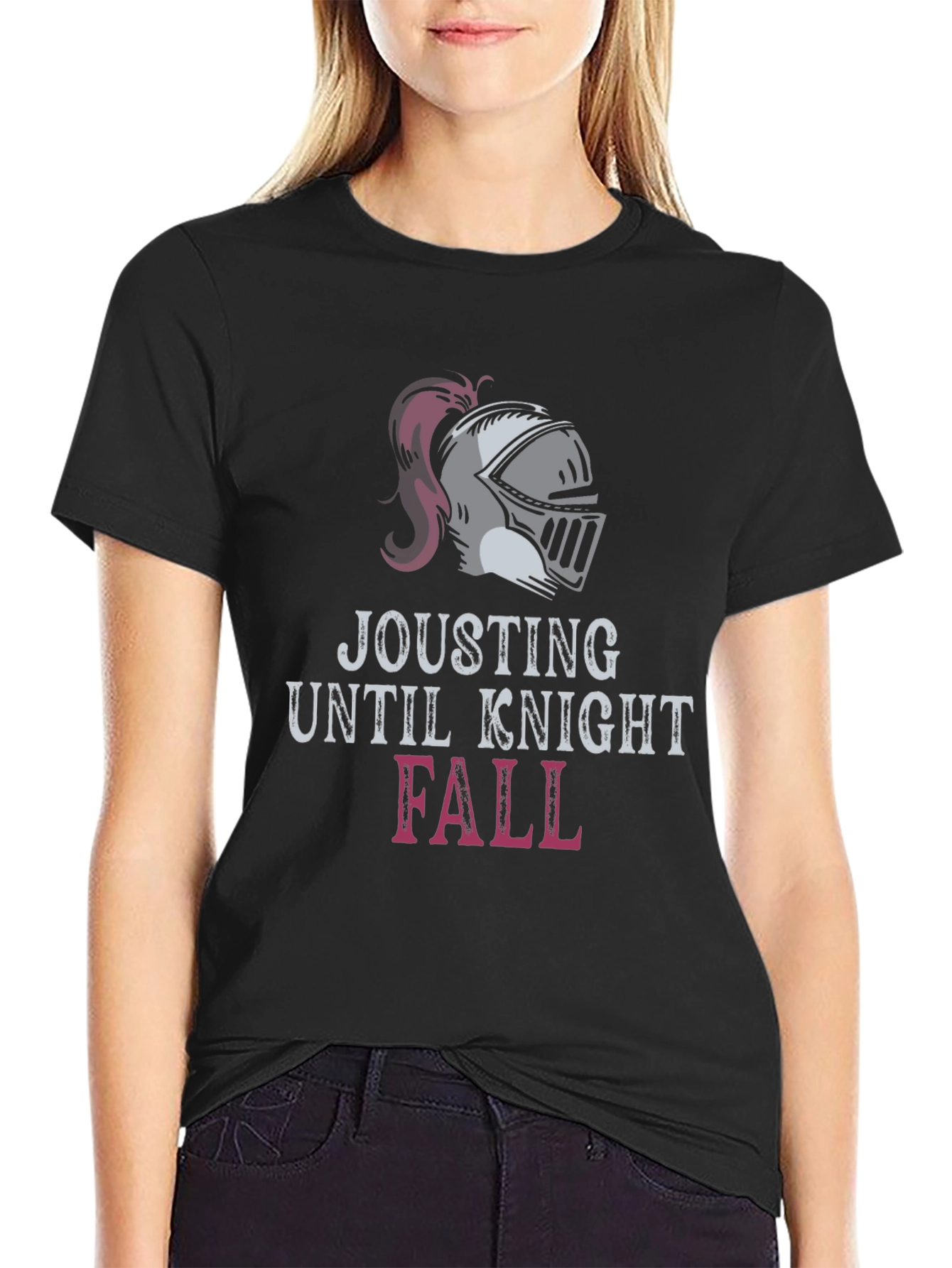 Jousting Knight Fall Black Graphic T-Shirt