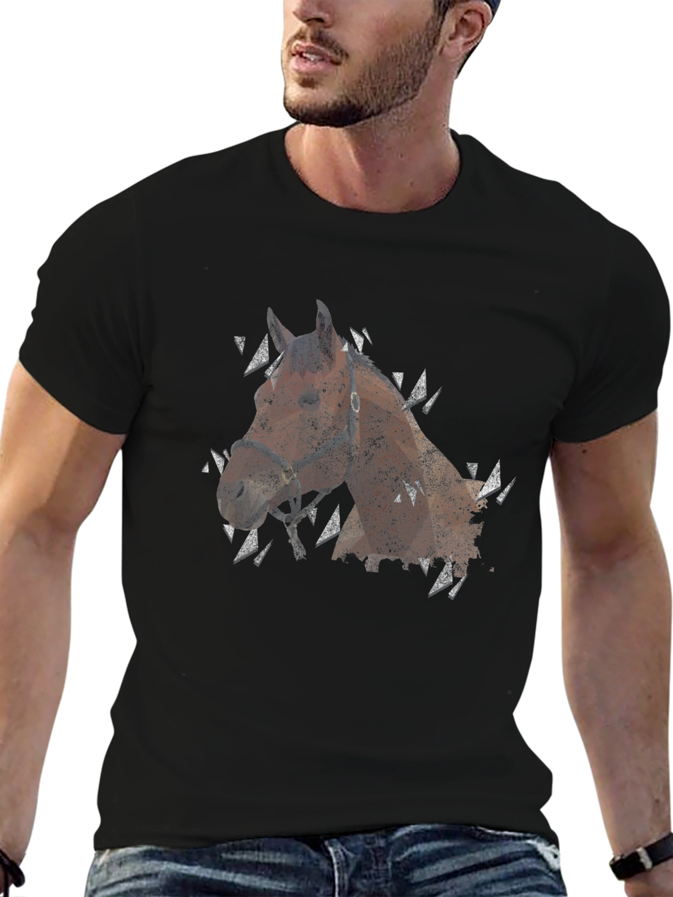 Horse Graphic Mens Black T-Shirt
