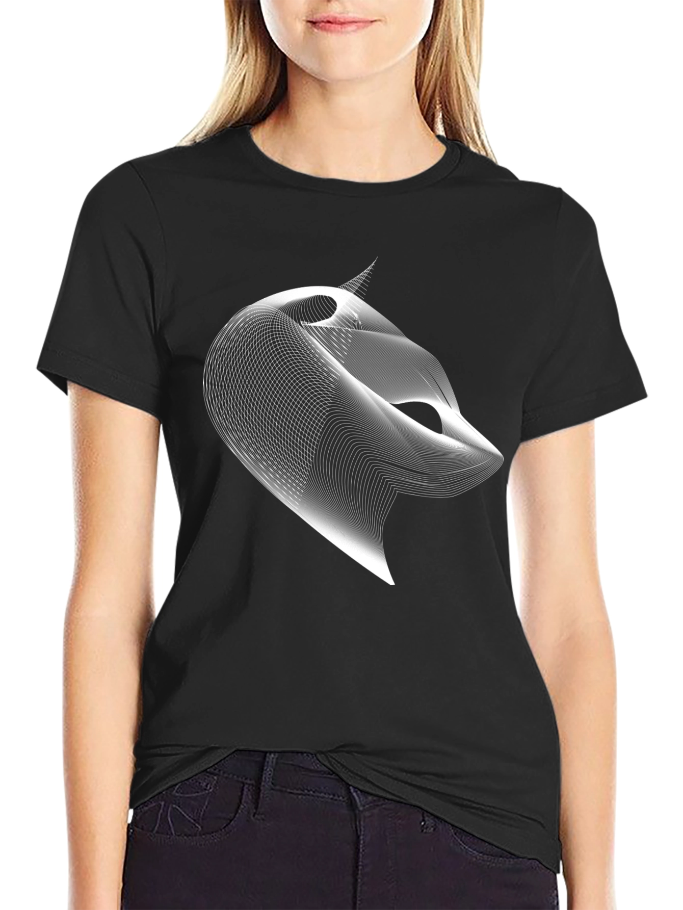 Abstract Fox Graphic Black Tee