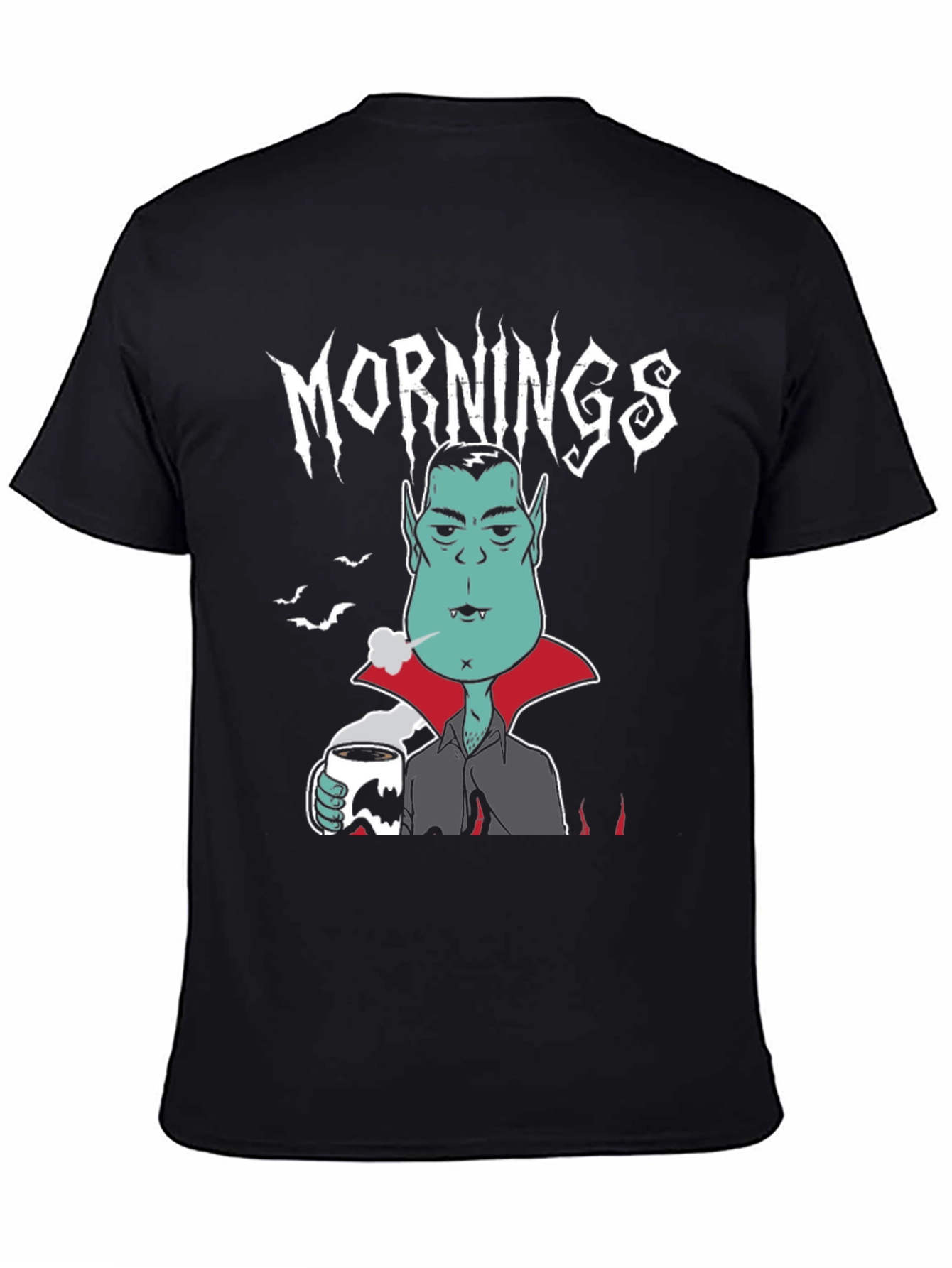 Mornings Vampire Graphic Tee - Black Cotton