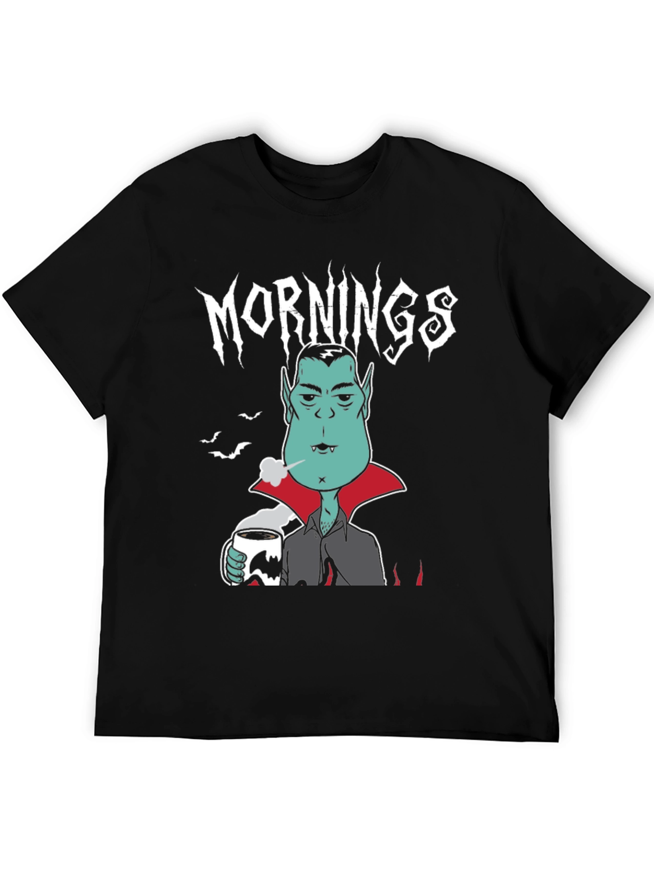 Mornings Vampire Graphic Tee - Black Cotton