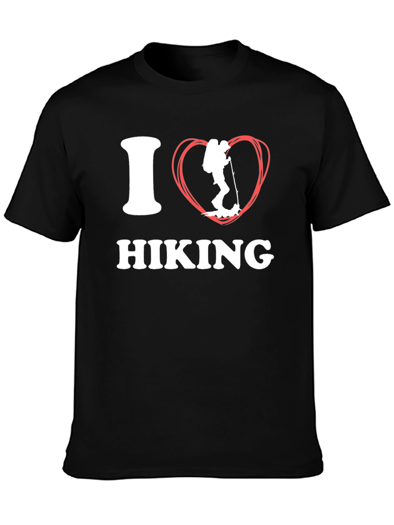 I Heart Hiking Graphic Tee - Black Cotton Shirt
