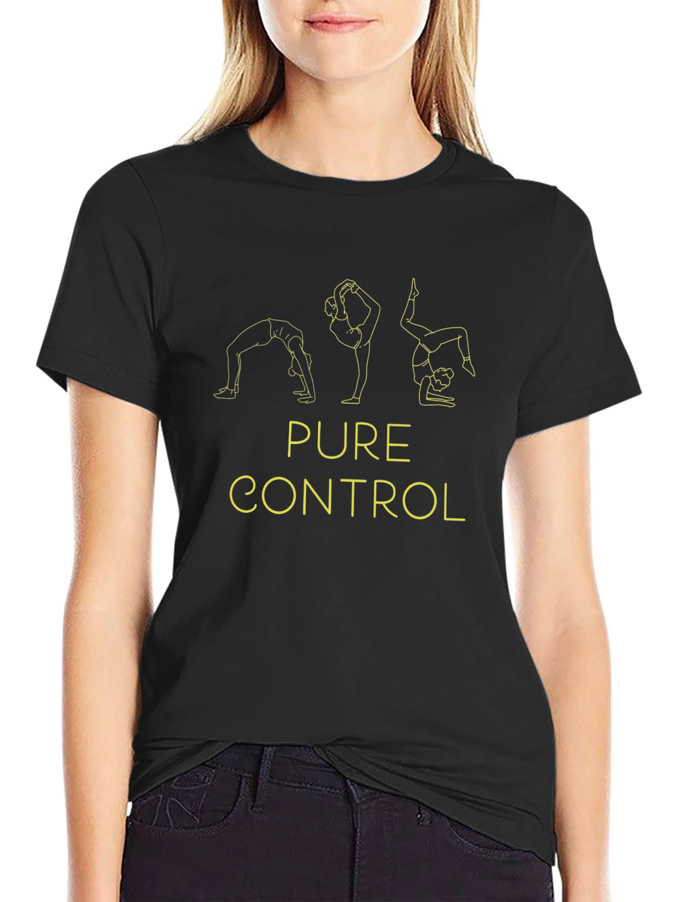 Pure Control Yoga Pose Black Graphic Tee