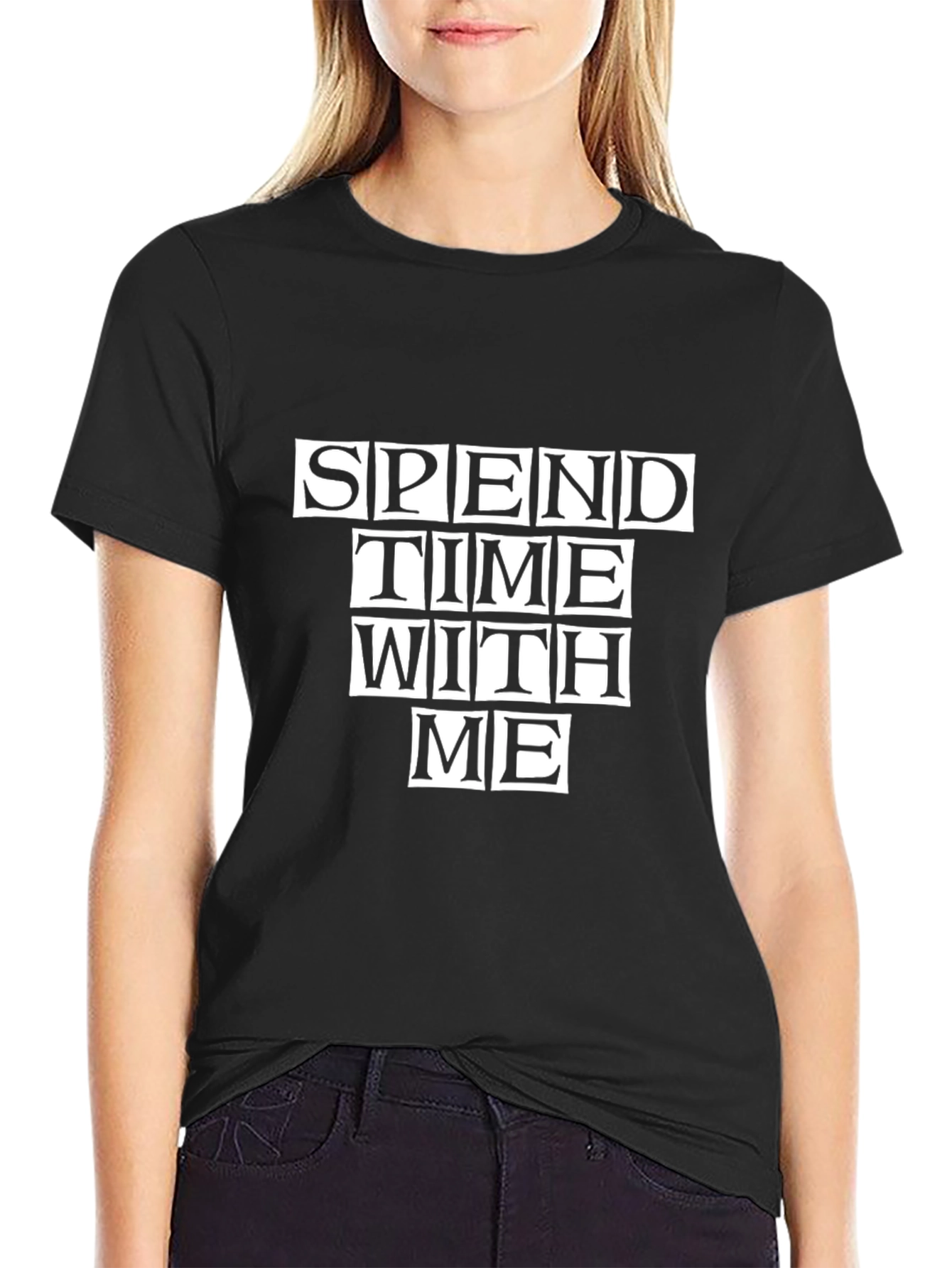 Spend Time With Me Black Graphic Tee