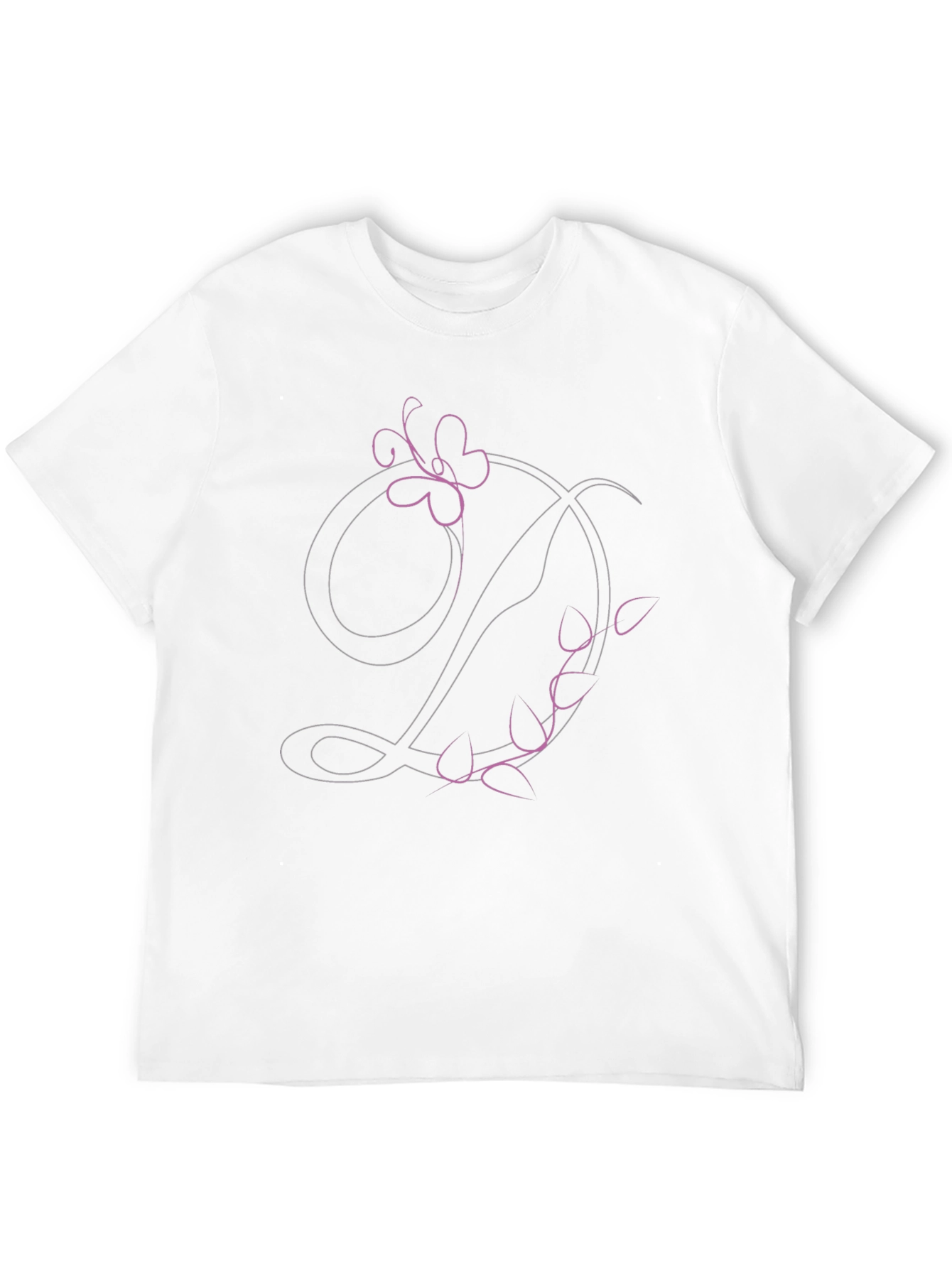 Floral Letter D Black T-Shirt