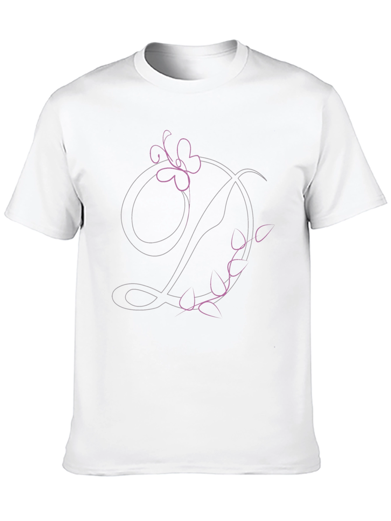Floral Letter D Black T-Shirt