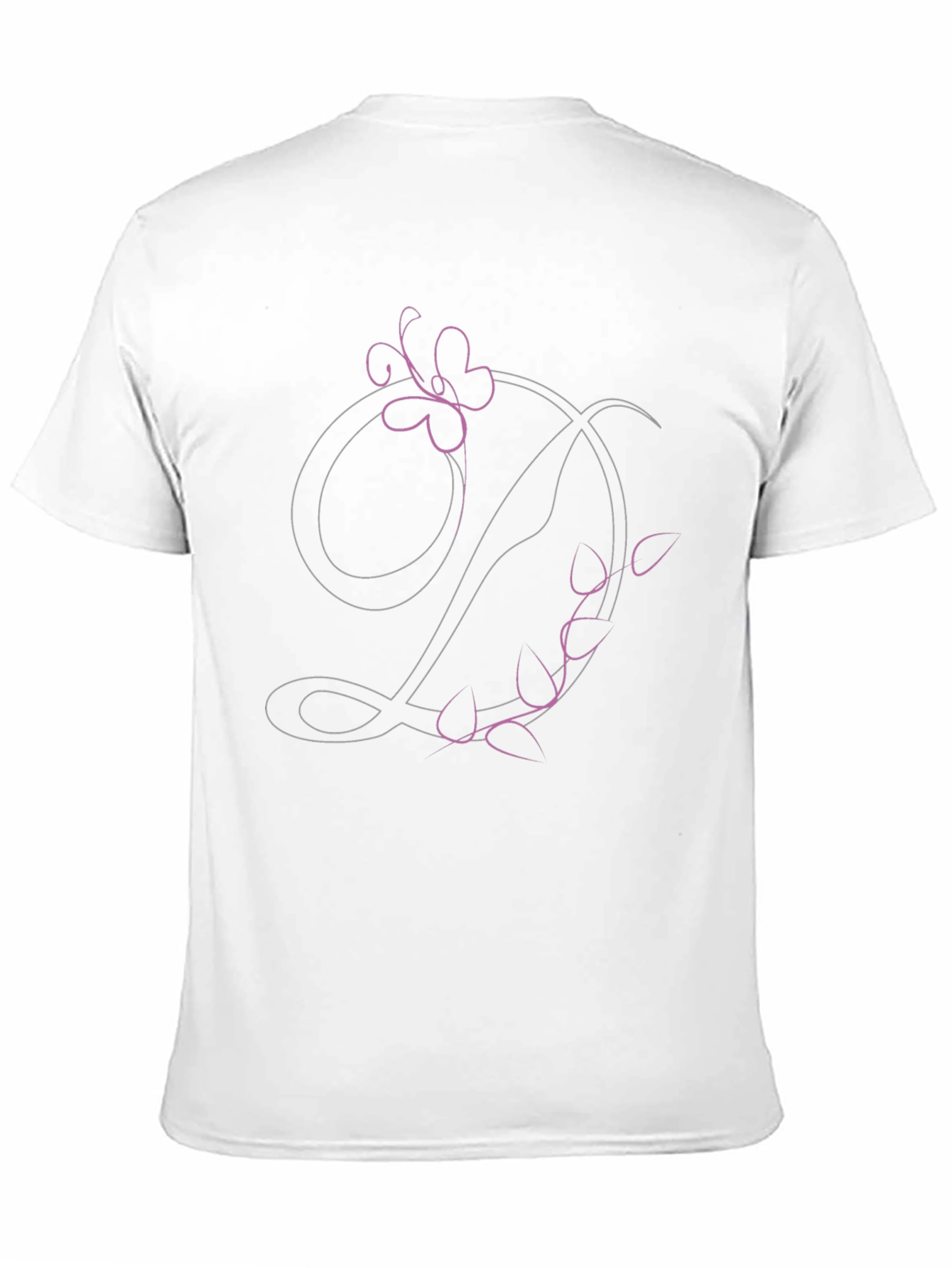 Floral Letter D Black T-Shirt