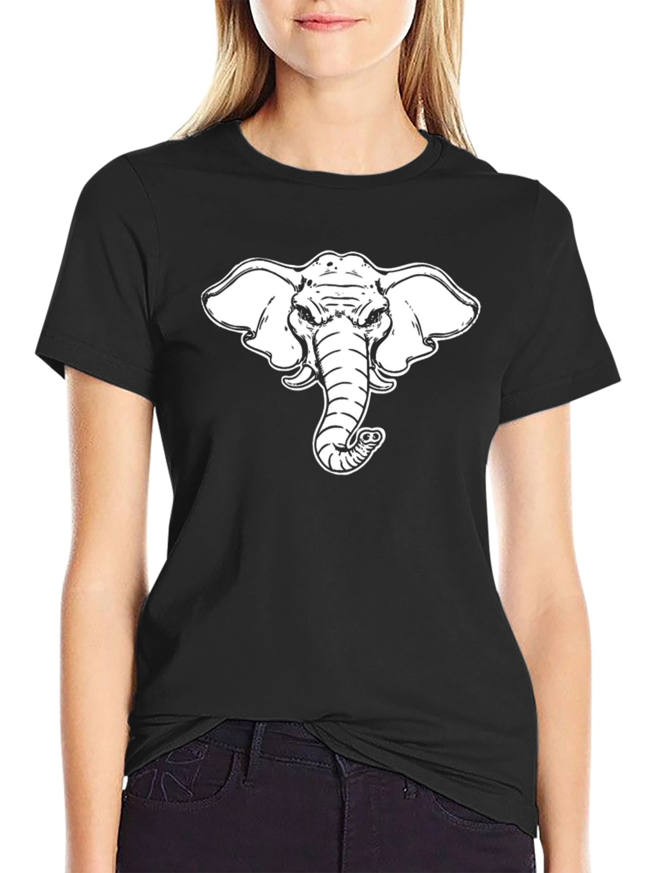 Cool Elephant Graphic Tee - Black Cotton T-Shirt