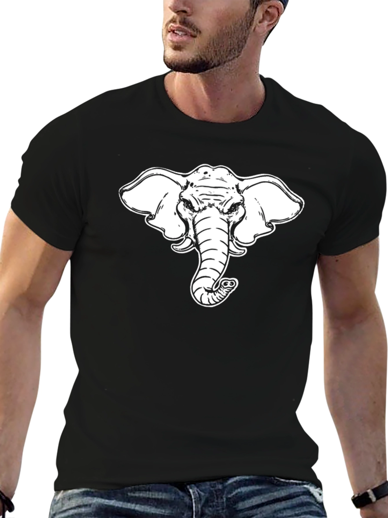 Cool Elephant Graphic Tee - Black Cotton T-Shirt