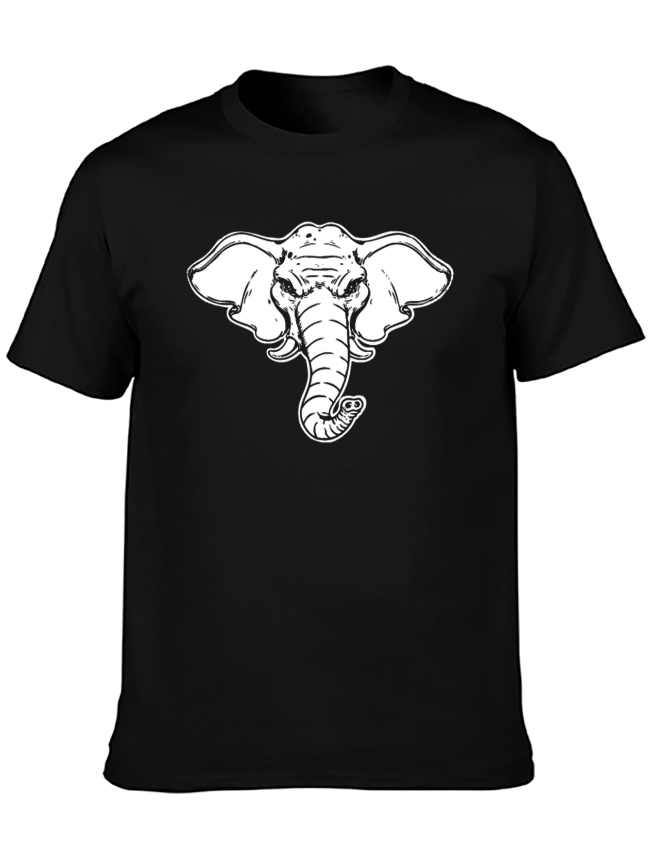 Cool Elephant Graphic Tee - Black Cotton T-Shirt