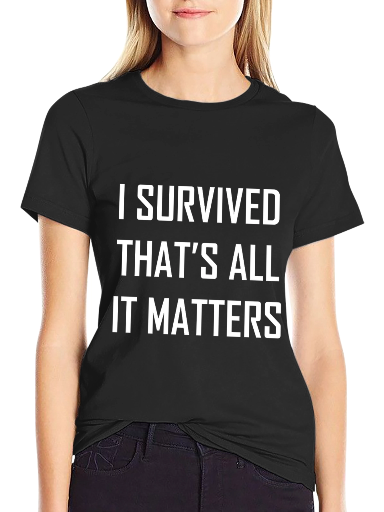 I Survived Graphic Tee - Black Cotton Comfort