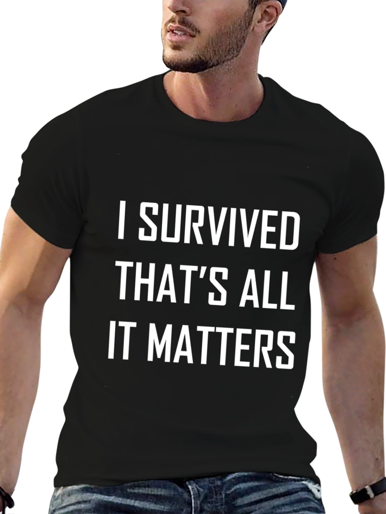 I Survived Graphic Tee - Black Cotton Comfort