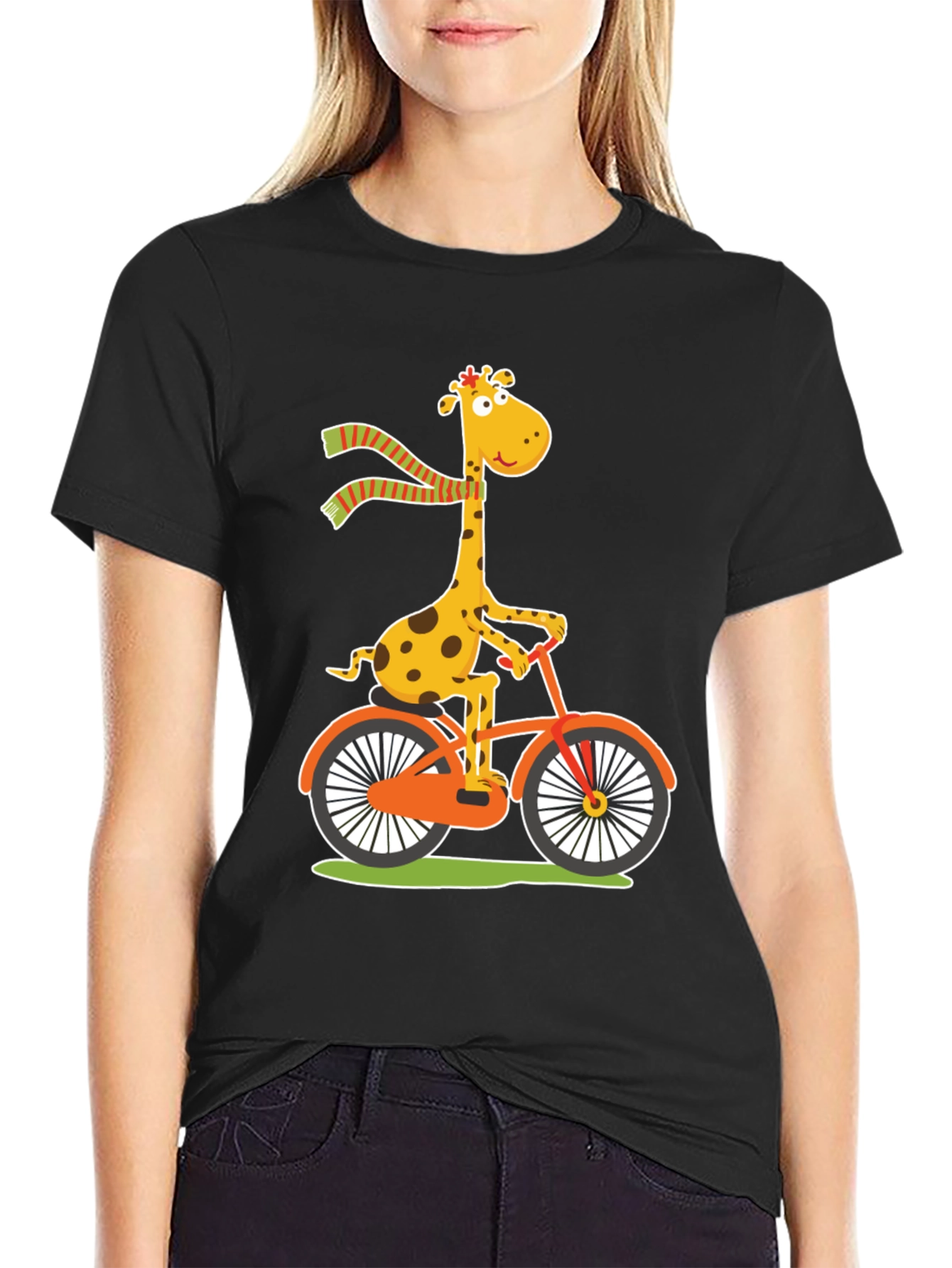 Giraffe on Bike Graphic Tee - Fun & Stylish