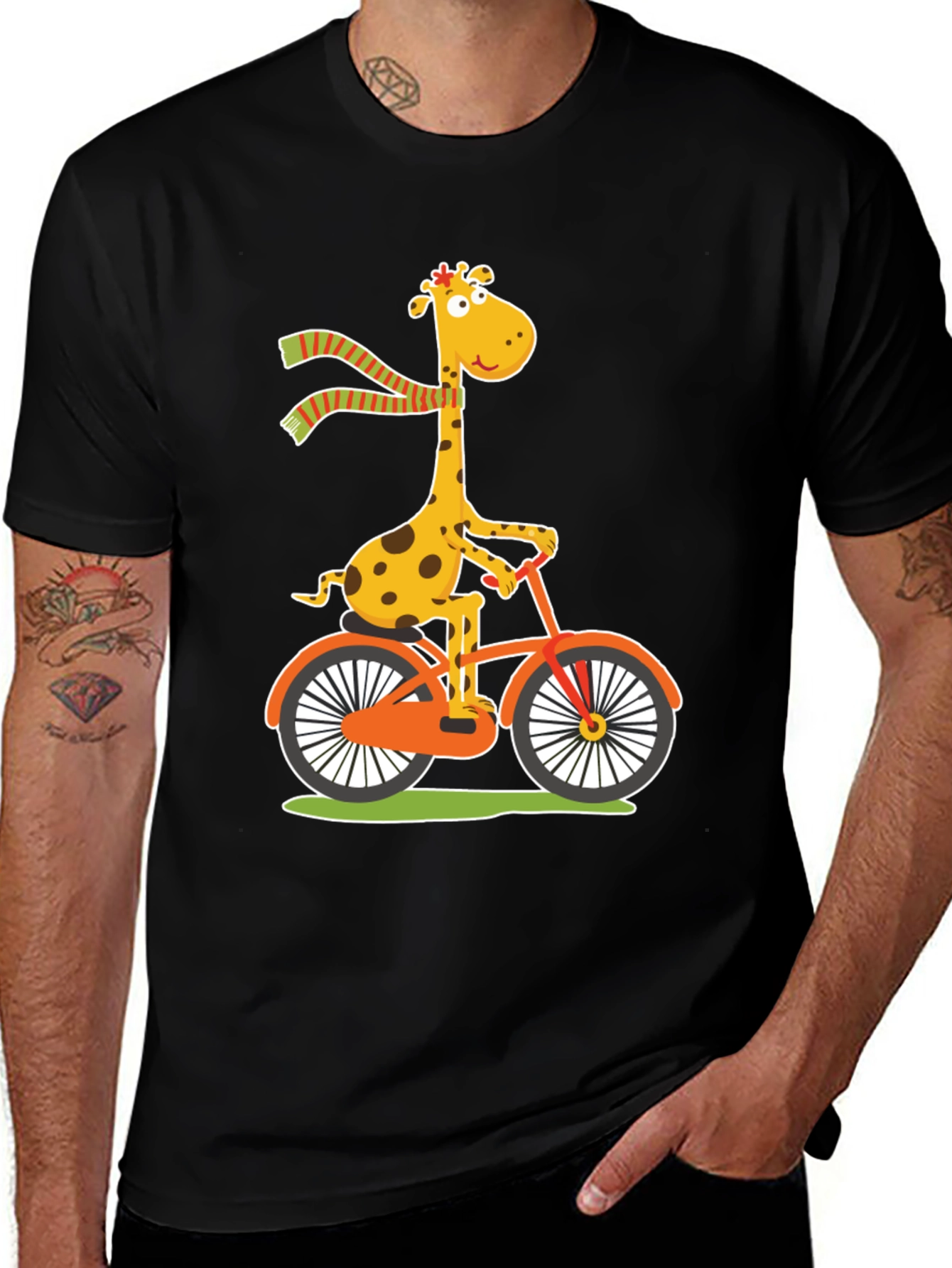 Giraffe on Bike Graphic Tee - Fun & Stylish
