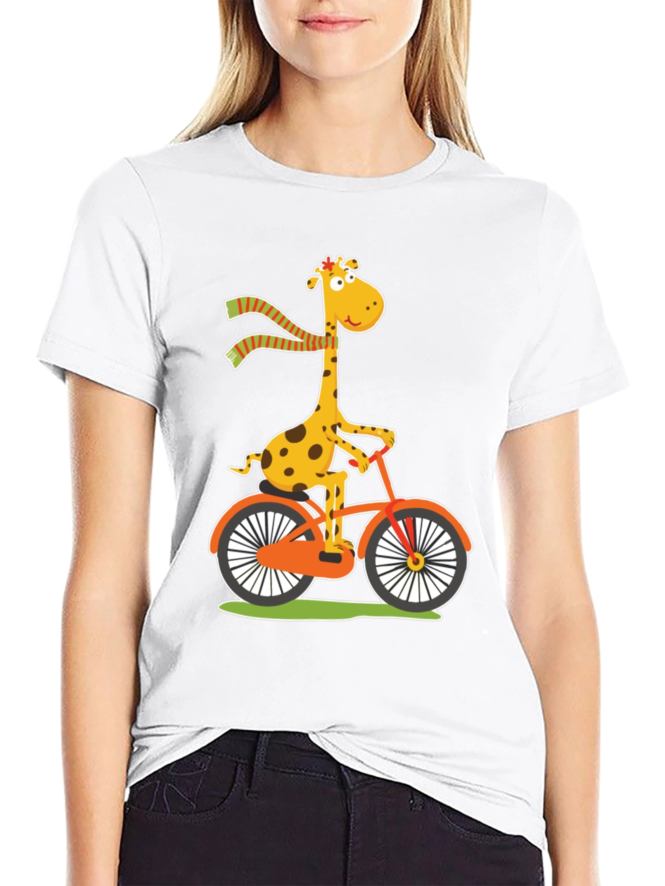 Giraffe on Bike Graphic Tee - Fun & Stylish