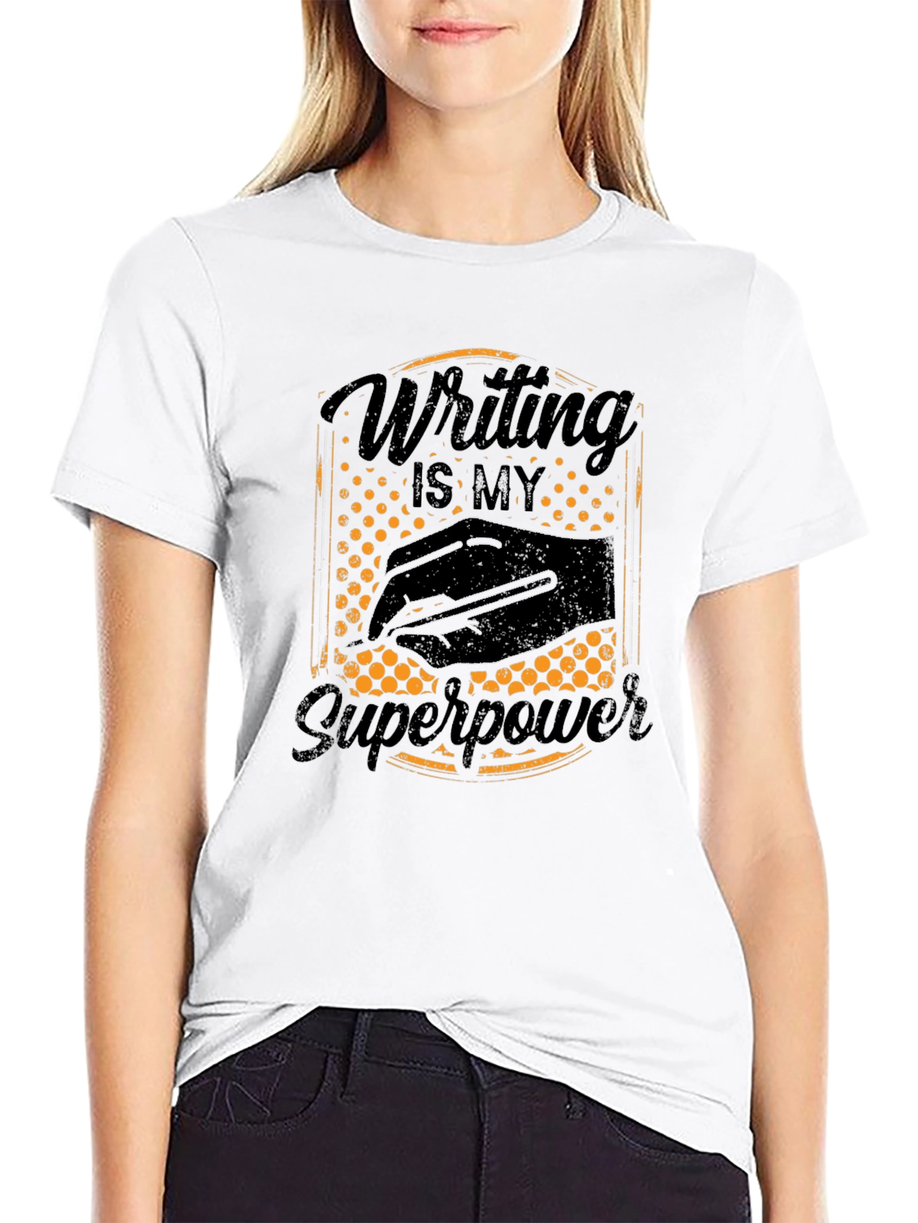 Writing is My Superpower Black T-Shirt