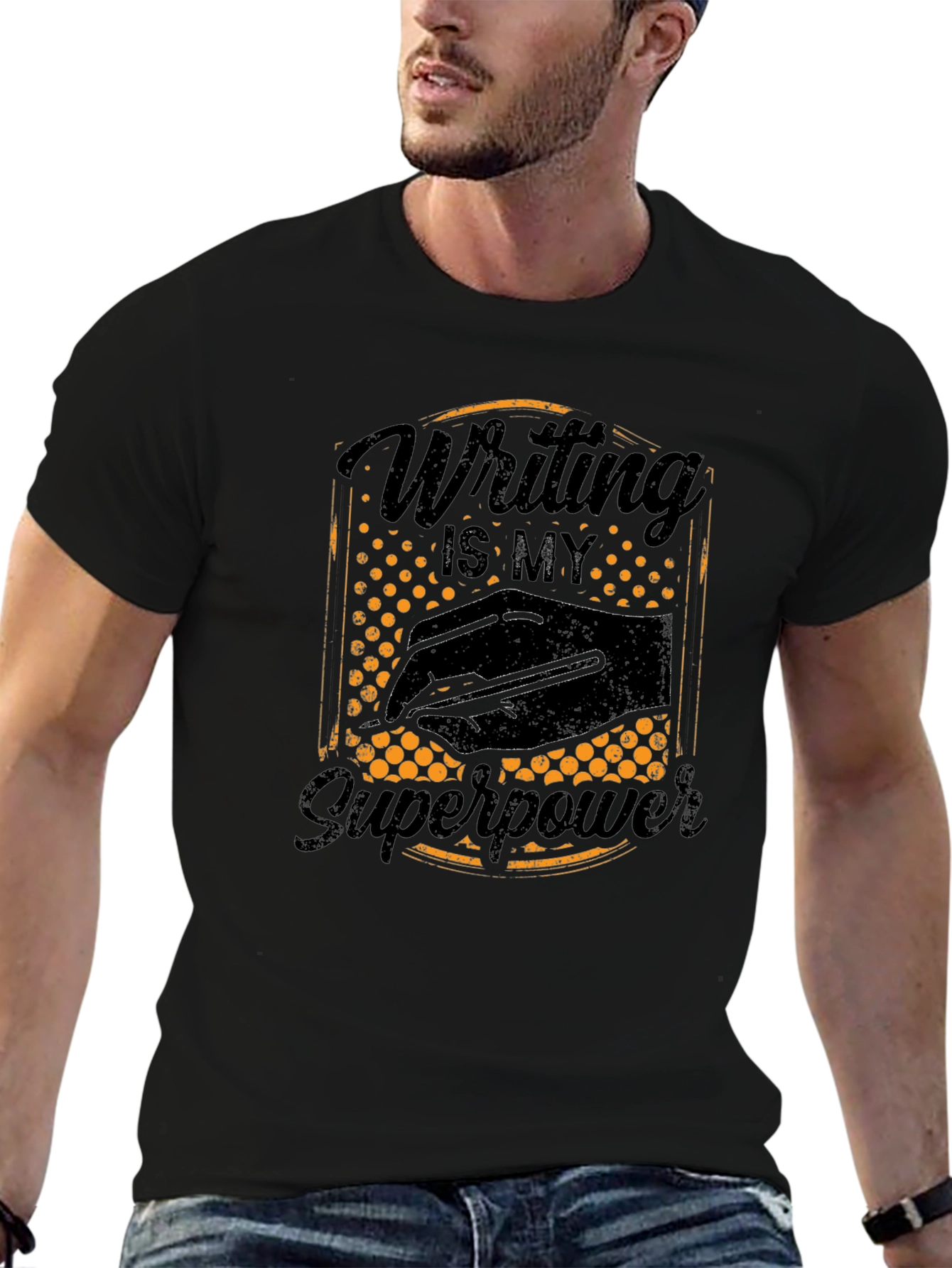 Writing is My Superpower Black T-Shirt