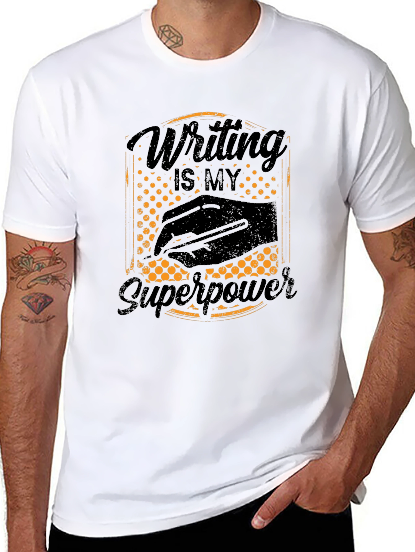 Writing is My Superpower Black T-Shirt