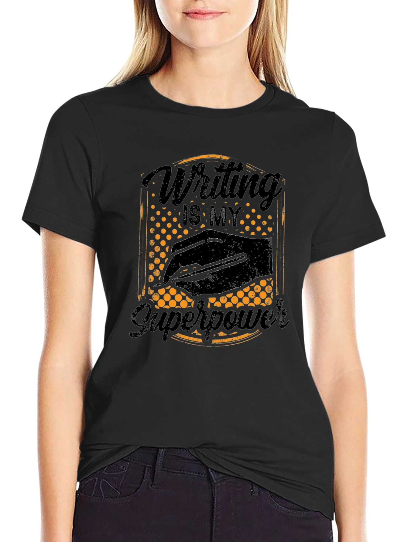 Writing is My Superpower Black T-Shirt