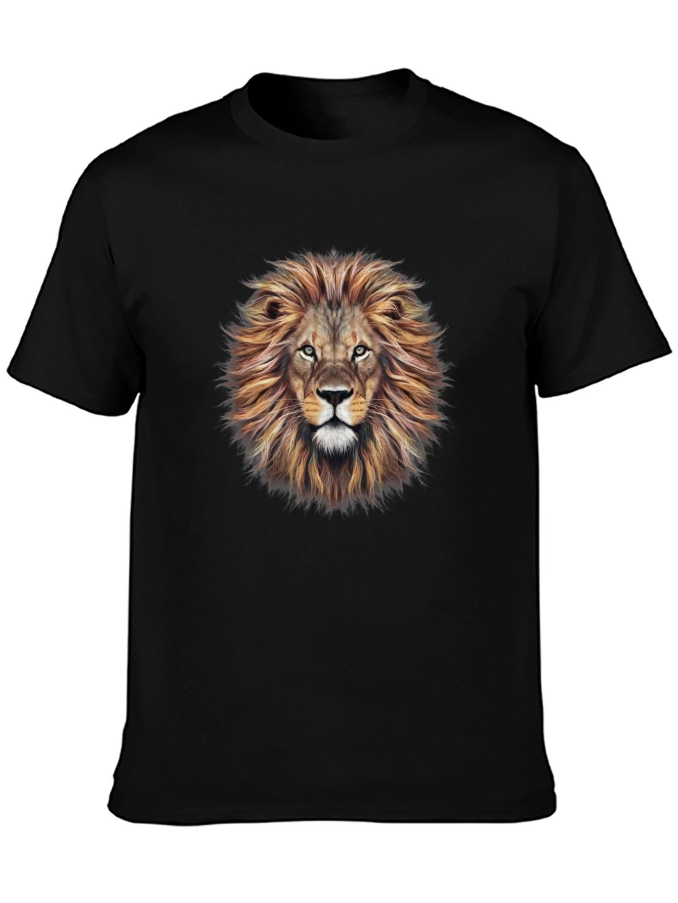 Lion Head Graphic Print Black T-Shirt
