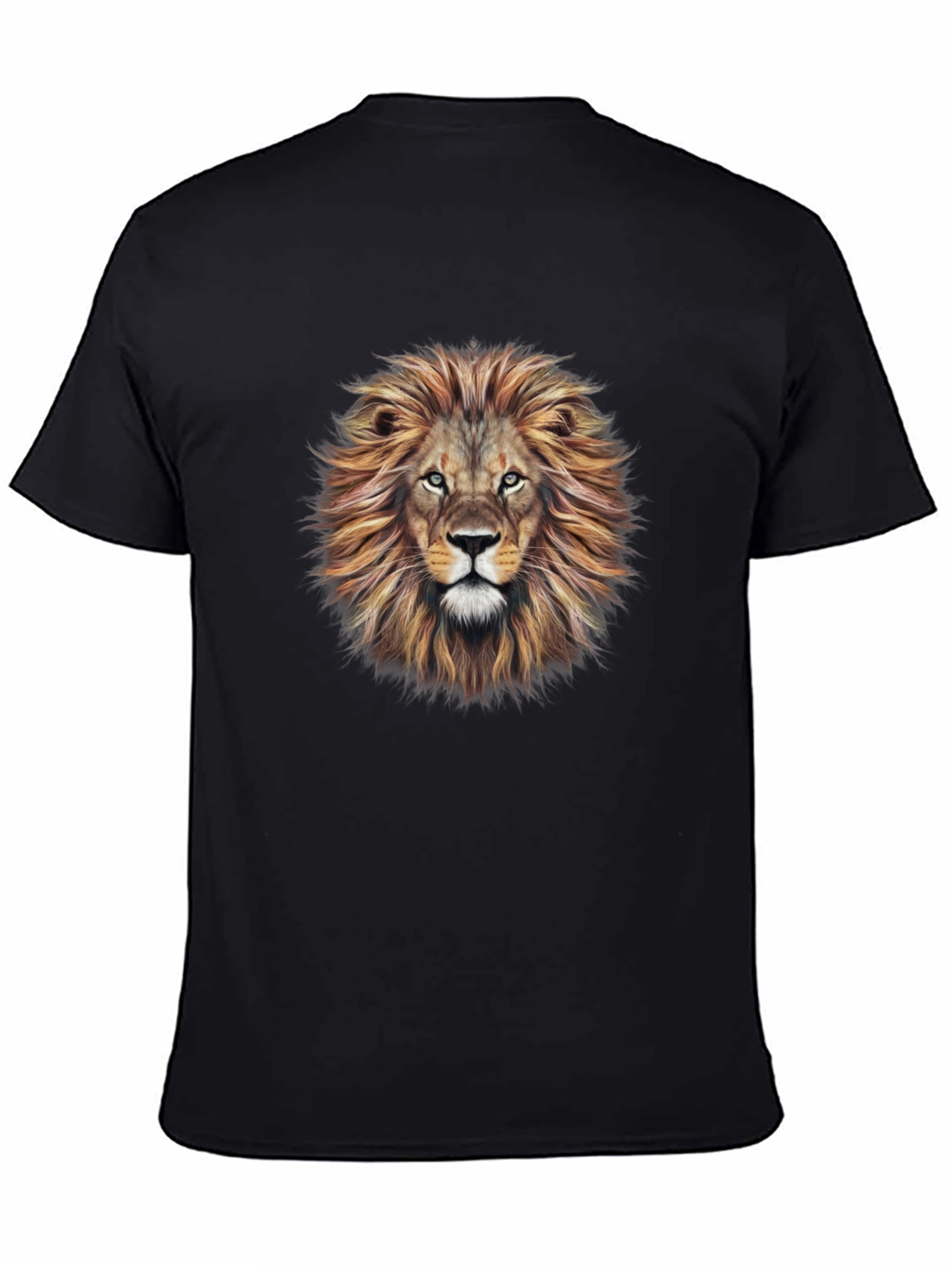 Lion Head Graphic Print Black T-Shirt