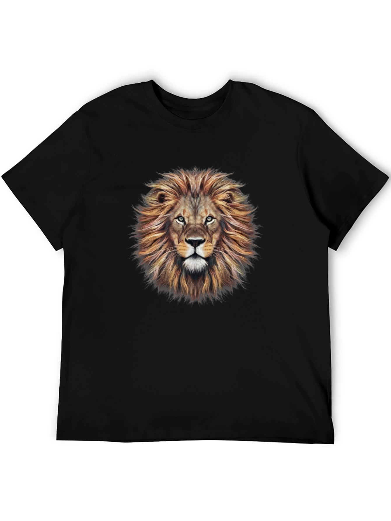 Lion Head Graphic Print Black T-Shirt