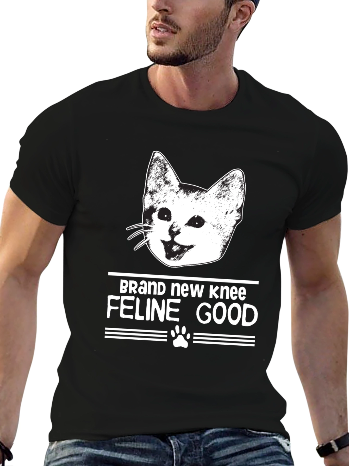 Brand New Knee Feline Good Black T-Shirt
