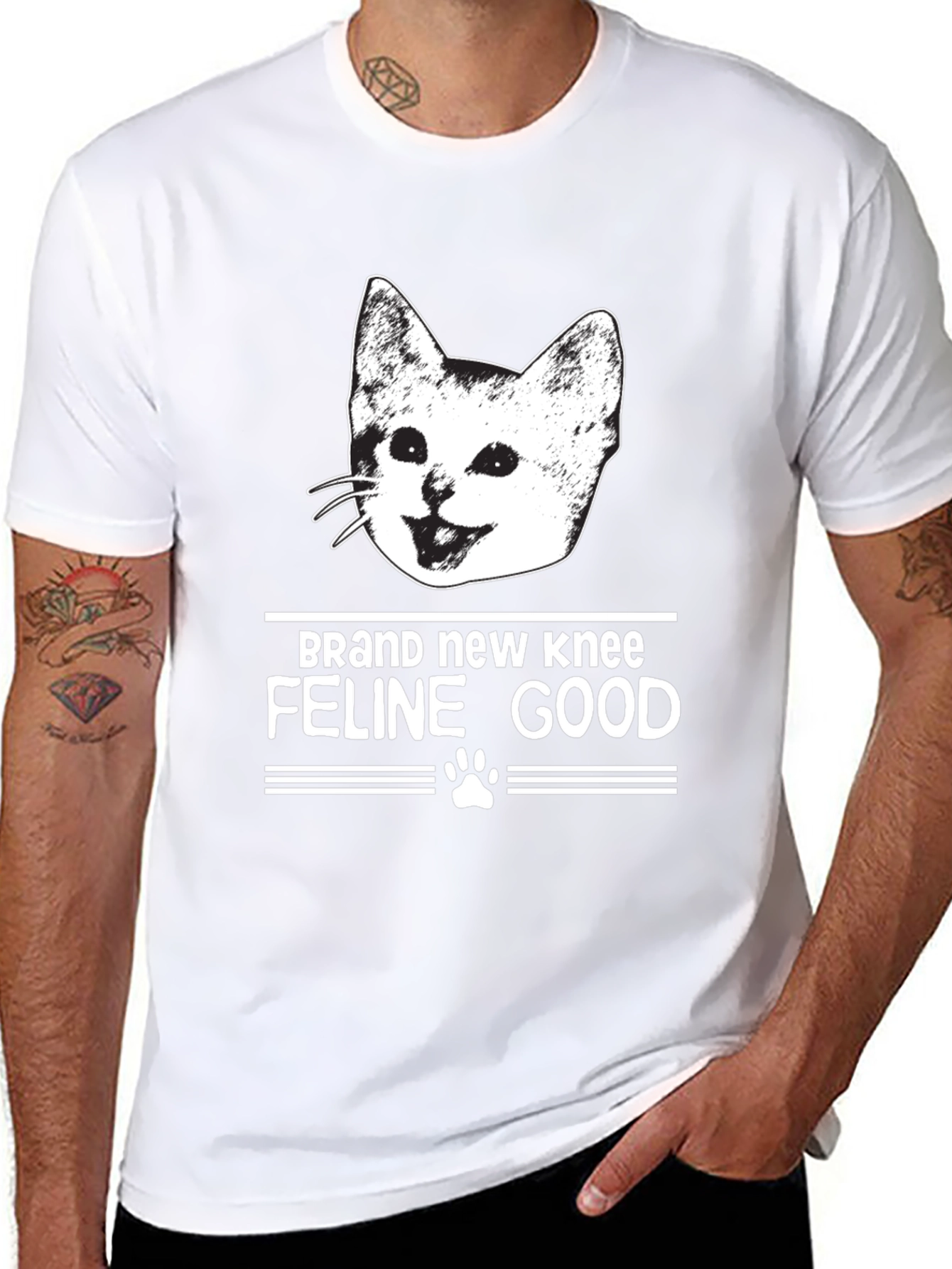 Brand New Knee Feline Good Black T-Shirt