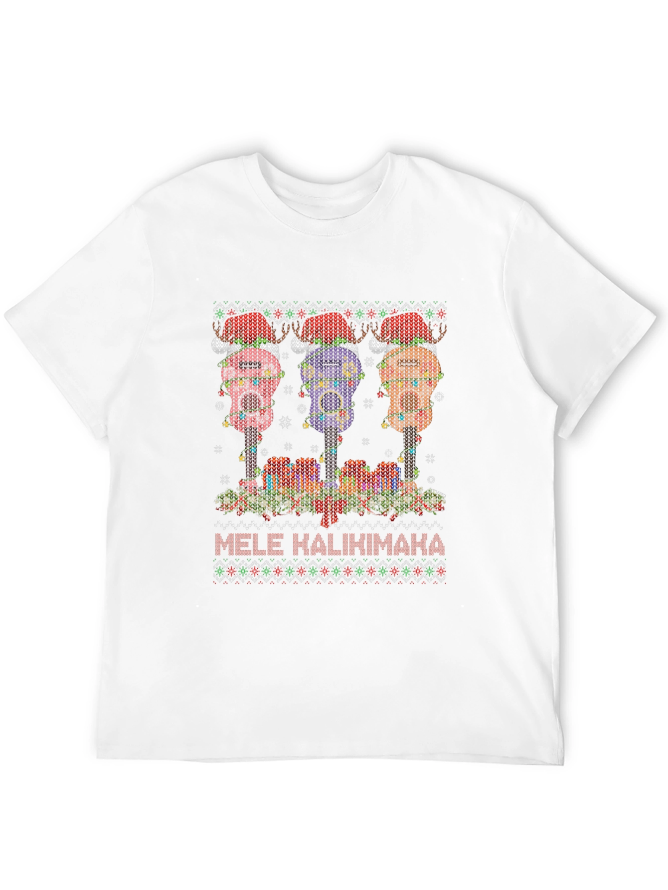 Mele Kalikimaka Ugly Christmas Ukulele T-Shirt