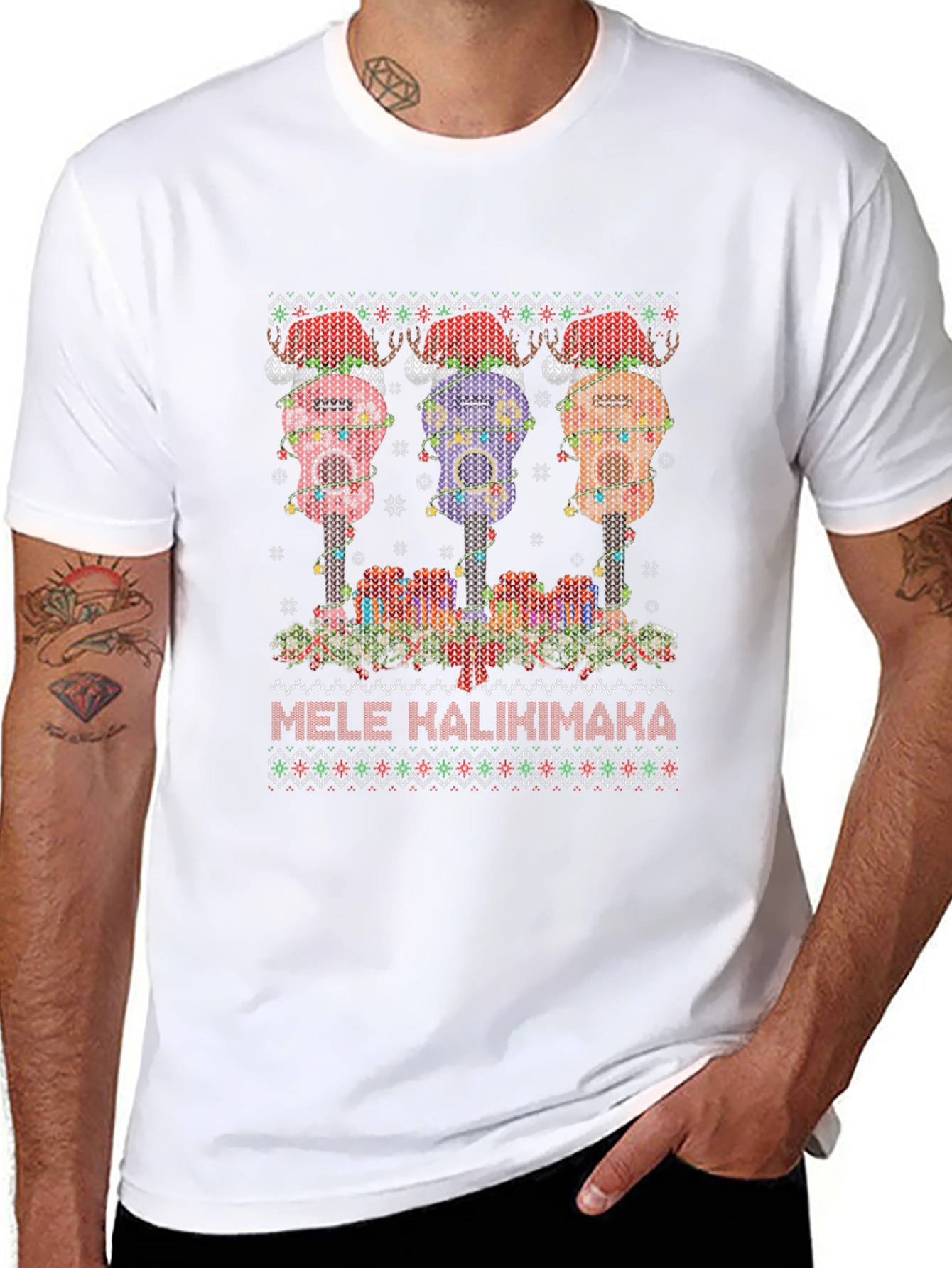 Mele Kalikimaka Ugly Christmas Ukulele T-Shirt